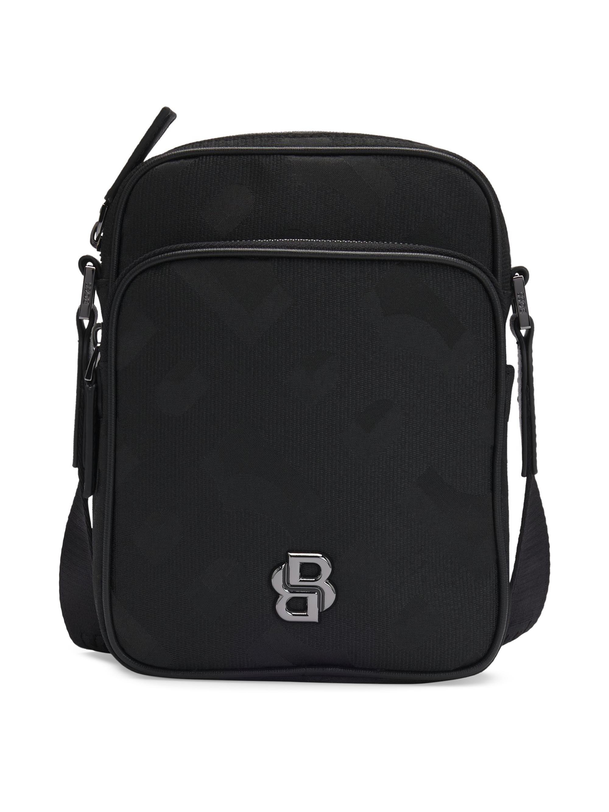 BOSS Men's Monogram-Jacquard Reporter Bag - Black