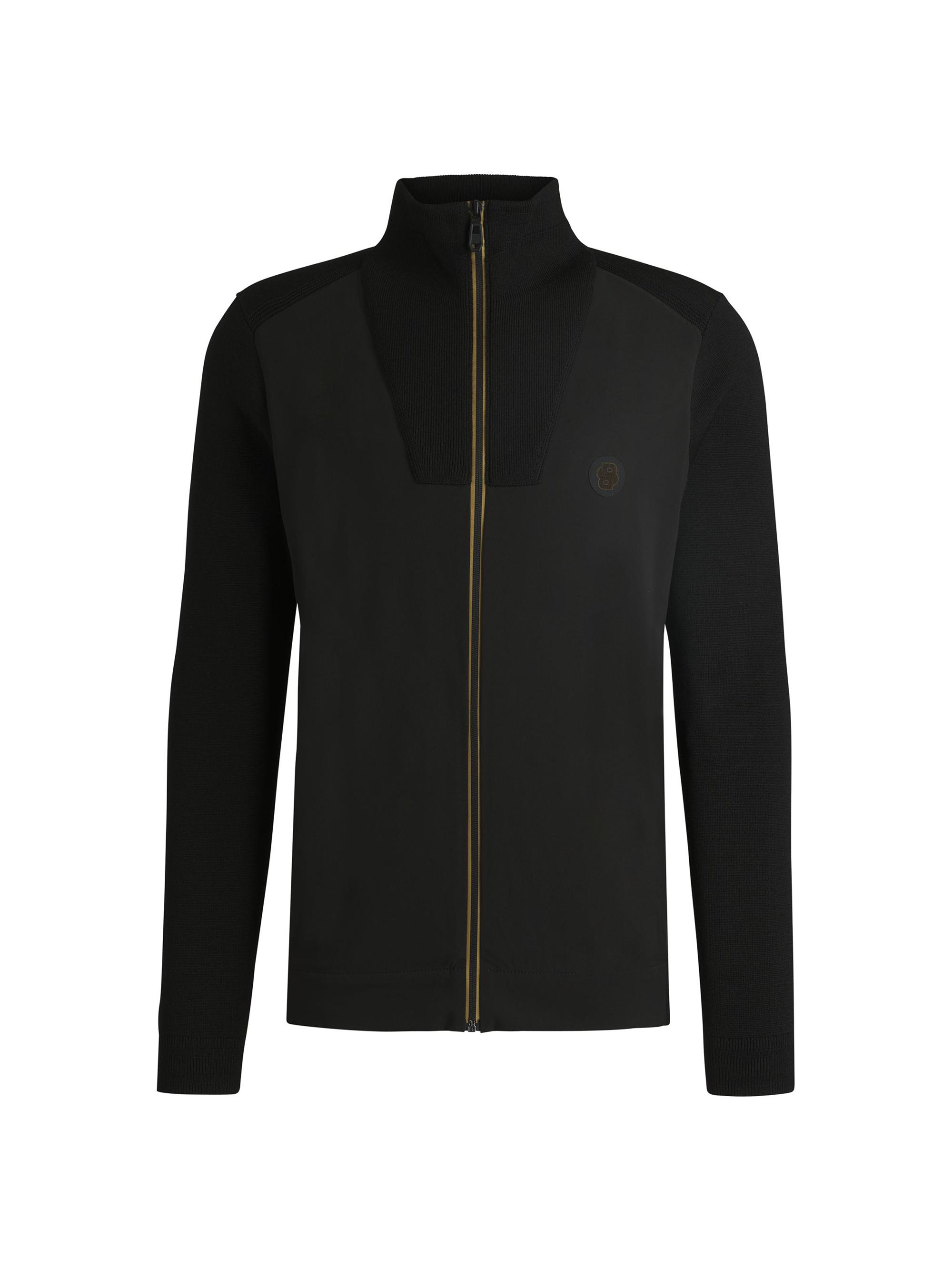 BOSS Men's Knitted Jacket with Double B Monogram - Black