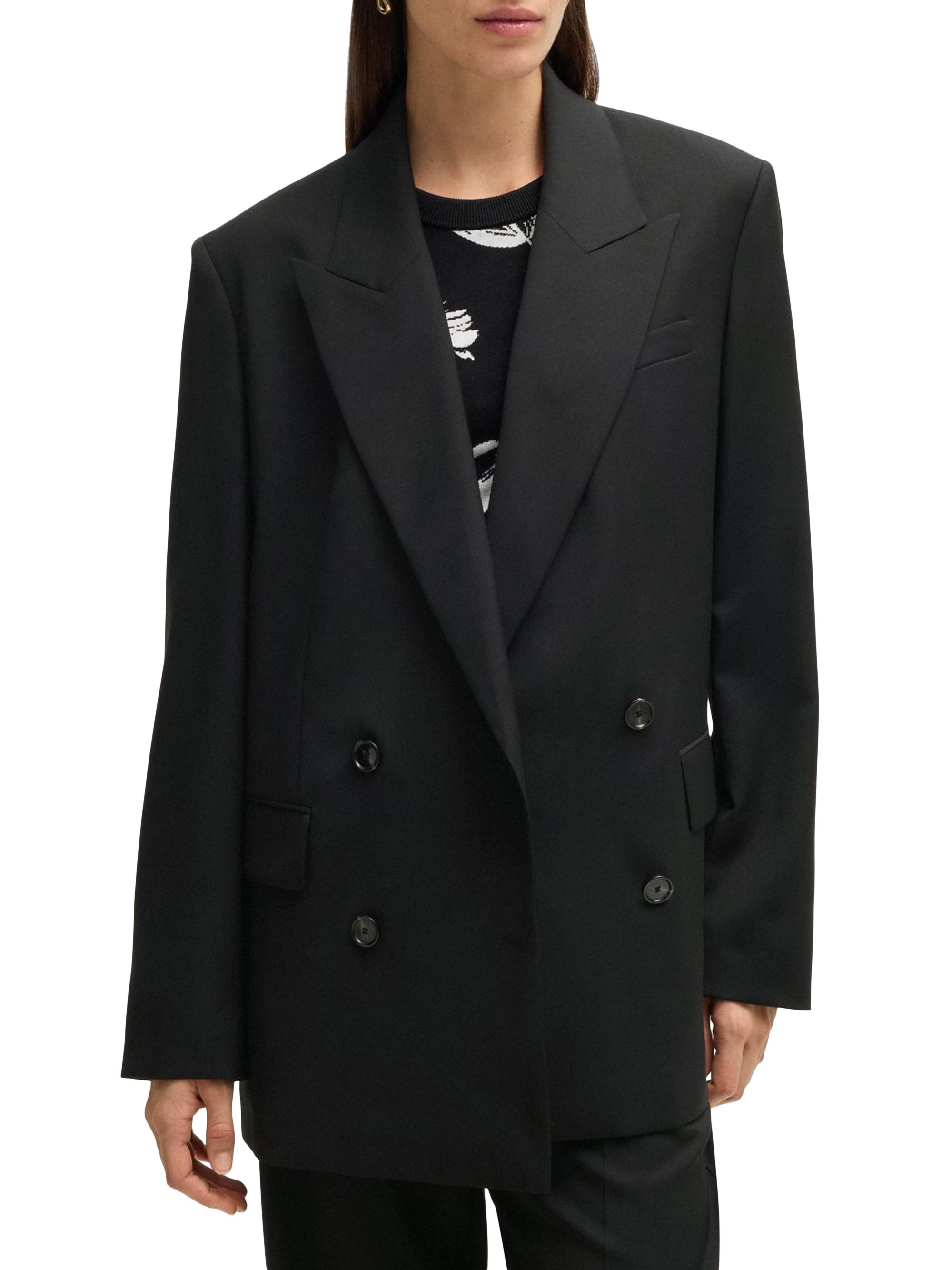 BOSS Women's Oversize-Fit Double-Breasted Blazer - Black