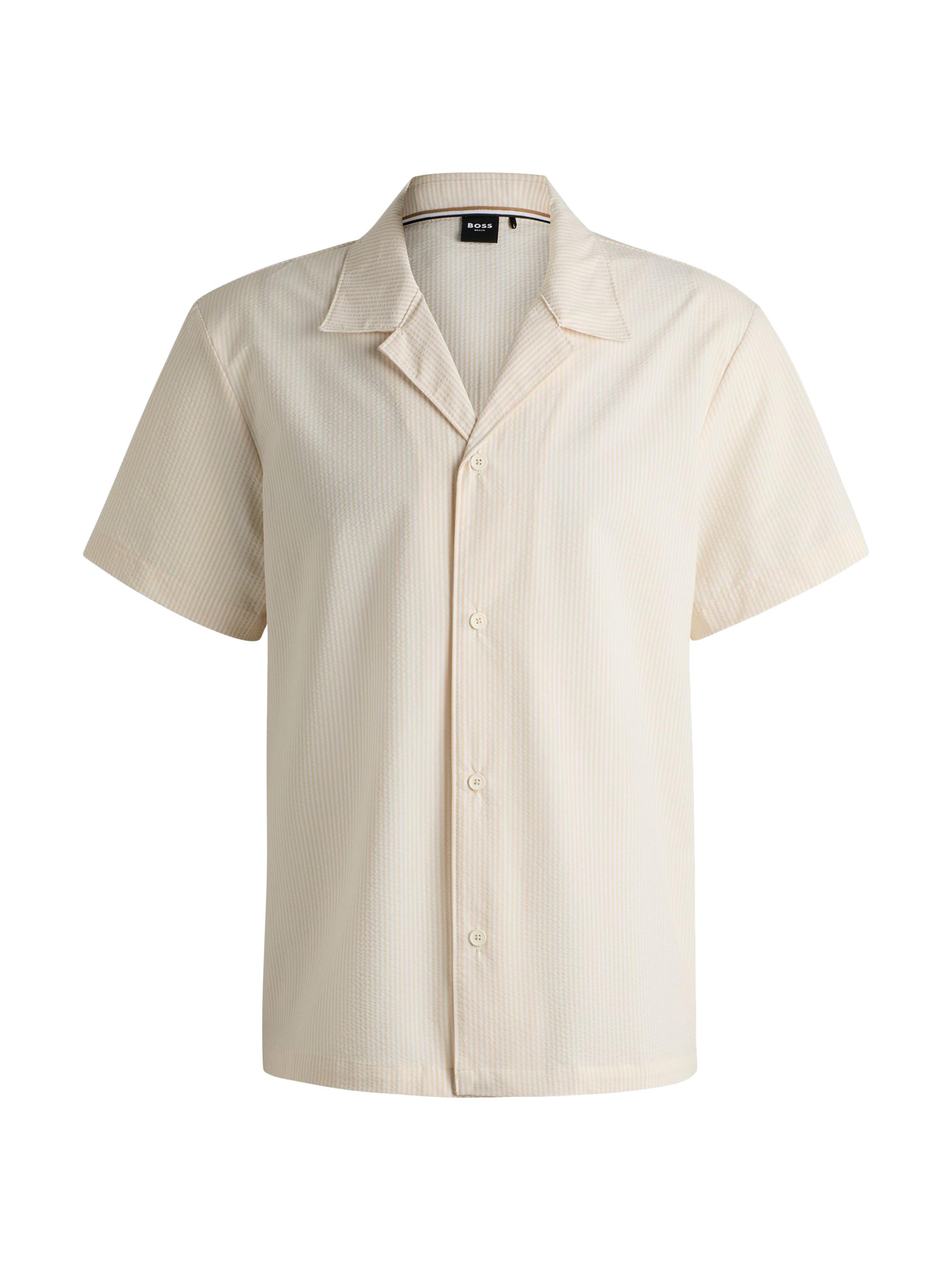 BOSS Men's Regular-Fit Beach Shirt in Seersucker Fabric - Blue