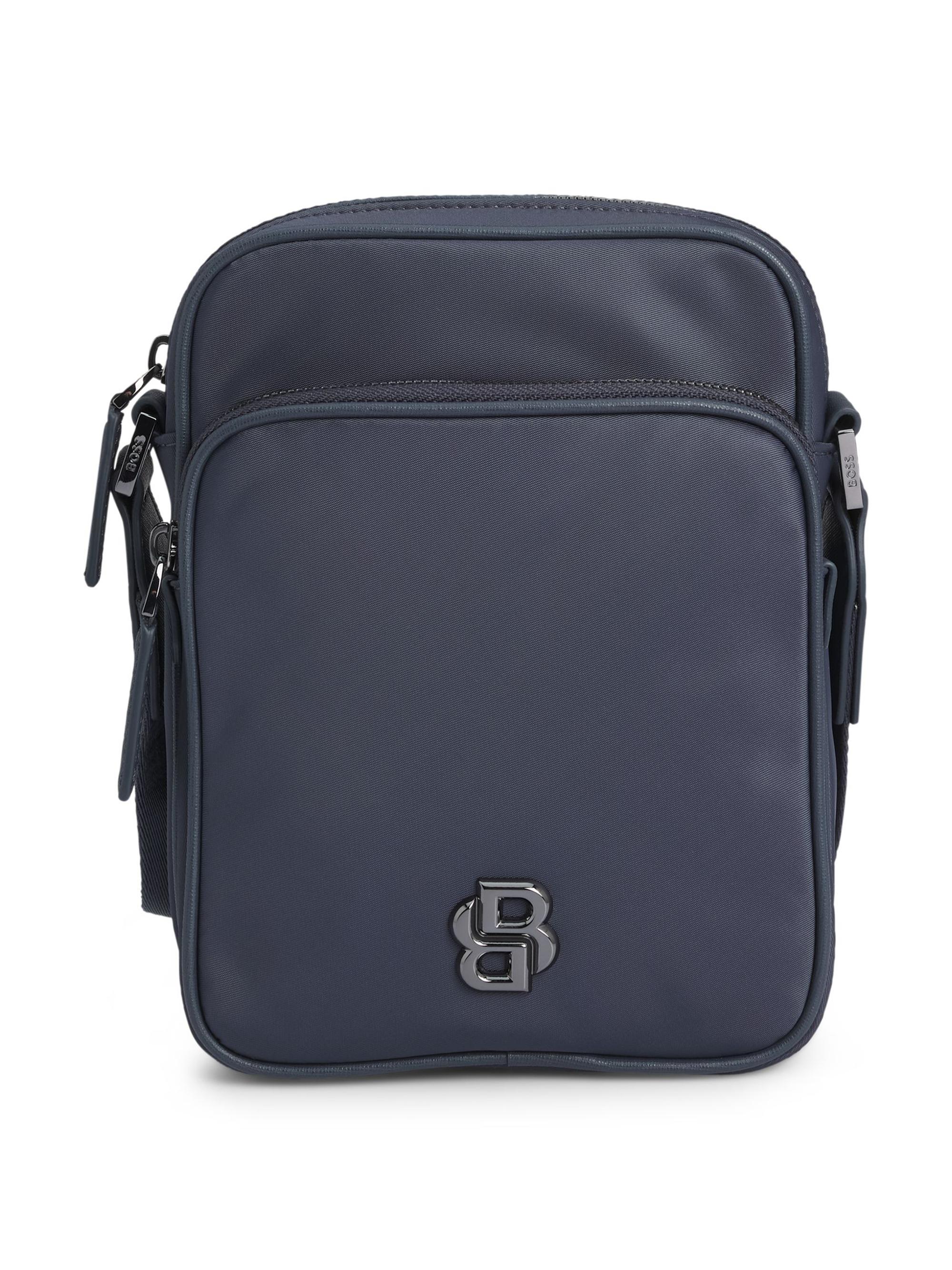 BOSS Men's Twill Reporter Bag with Double B Monogram - Blue
