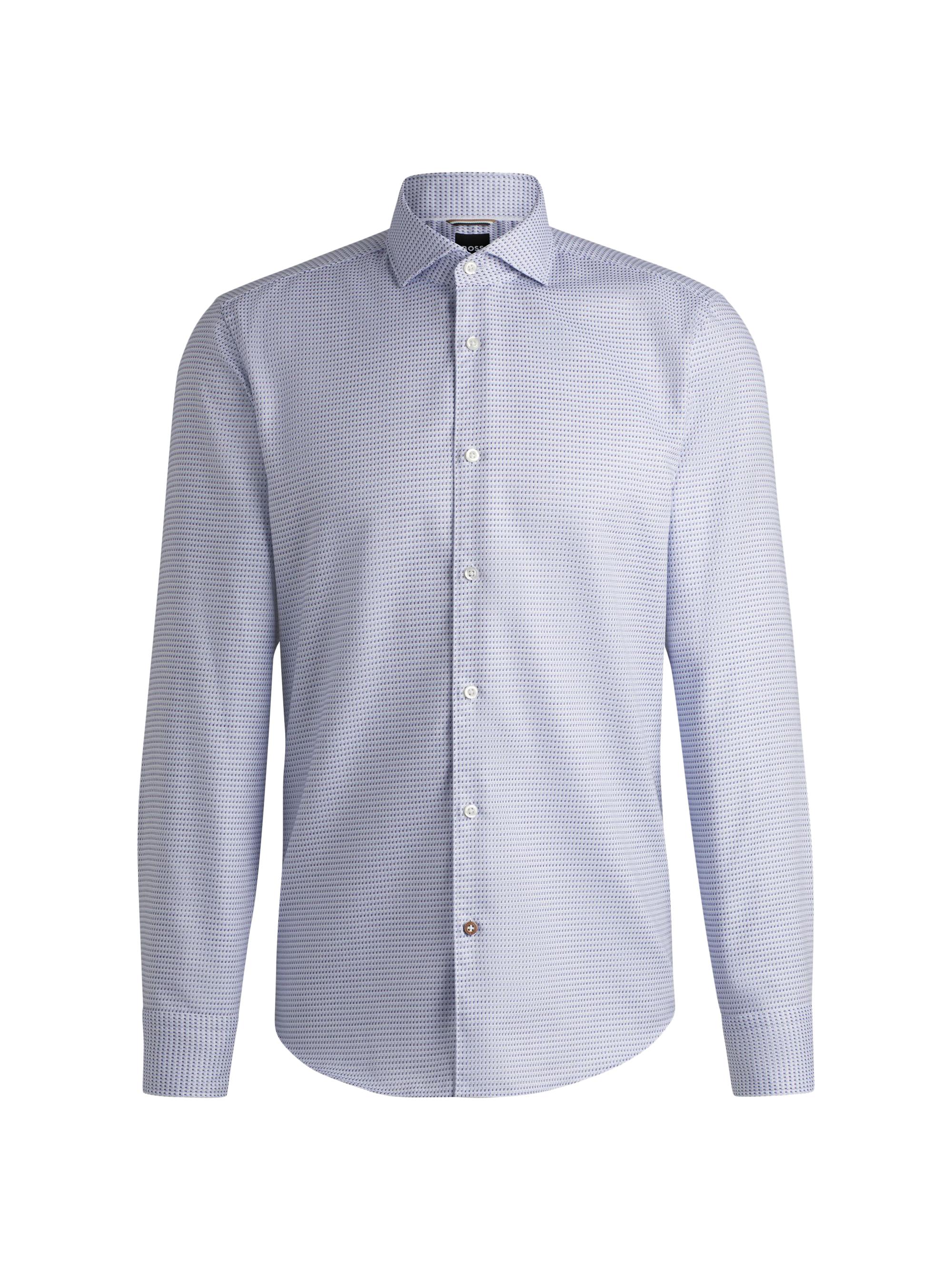 BOSS Men's Casual-Fit Shirt in Patterned Cotton - Blue