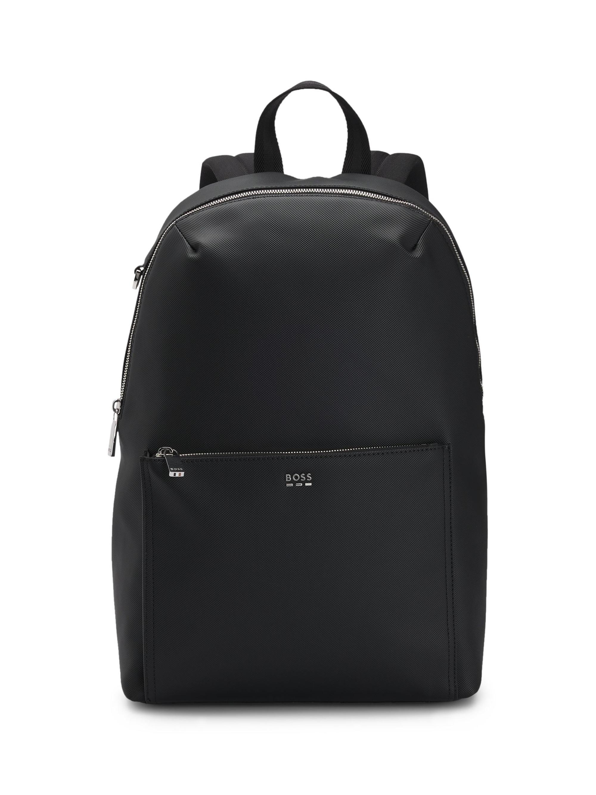 BOSS Men's Textured Backpack with Logo Hardware - Black