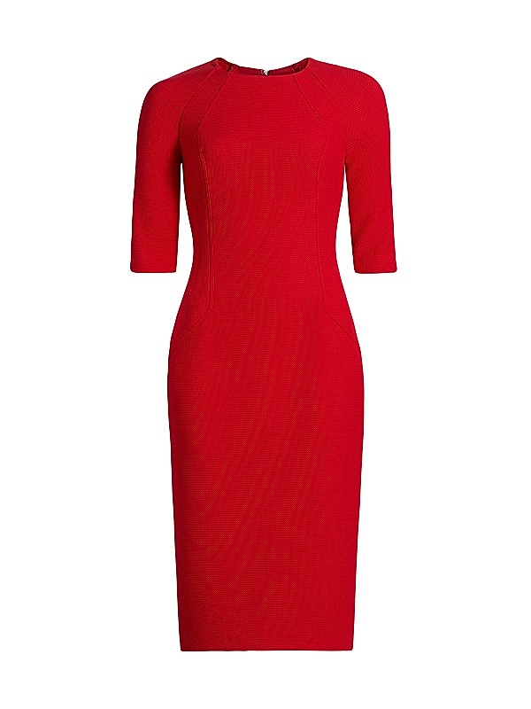 cocktail dress saks Women's Satin Designer Dresses Details Concealed side zipper closure Talbot Runhof Women's Seamed Sheath