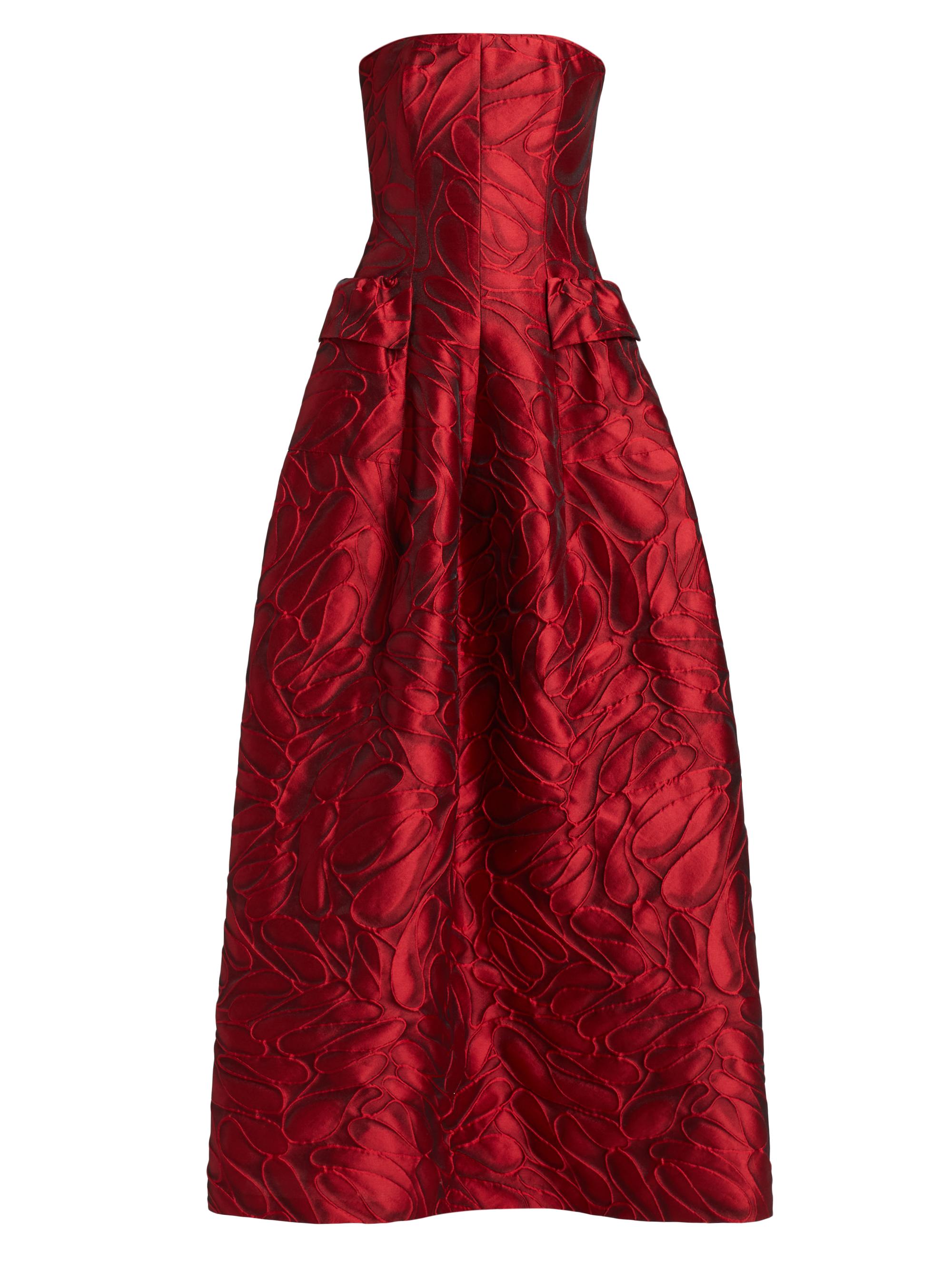 Talbot Runhof Women's Jacqaurd Strapless Ballgown - Scarlet