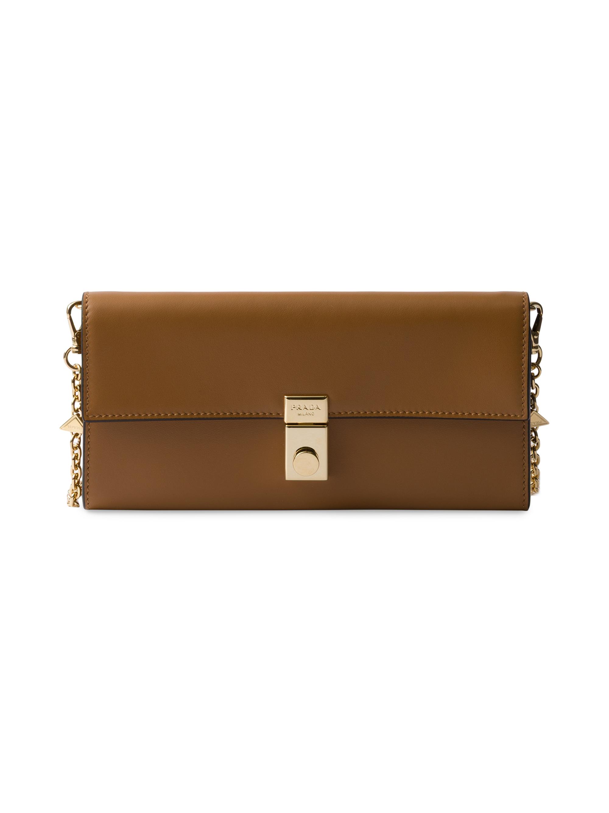 Prada Women's Wallet with Leather Shoulder Strap - Brown