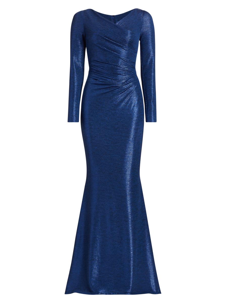 Talbot Runhof Women's Draped Jersey Gown In Blue