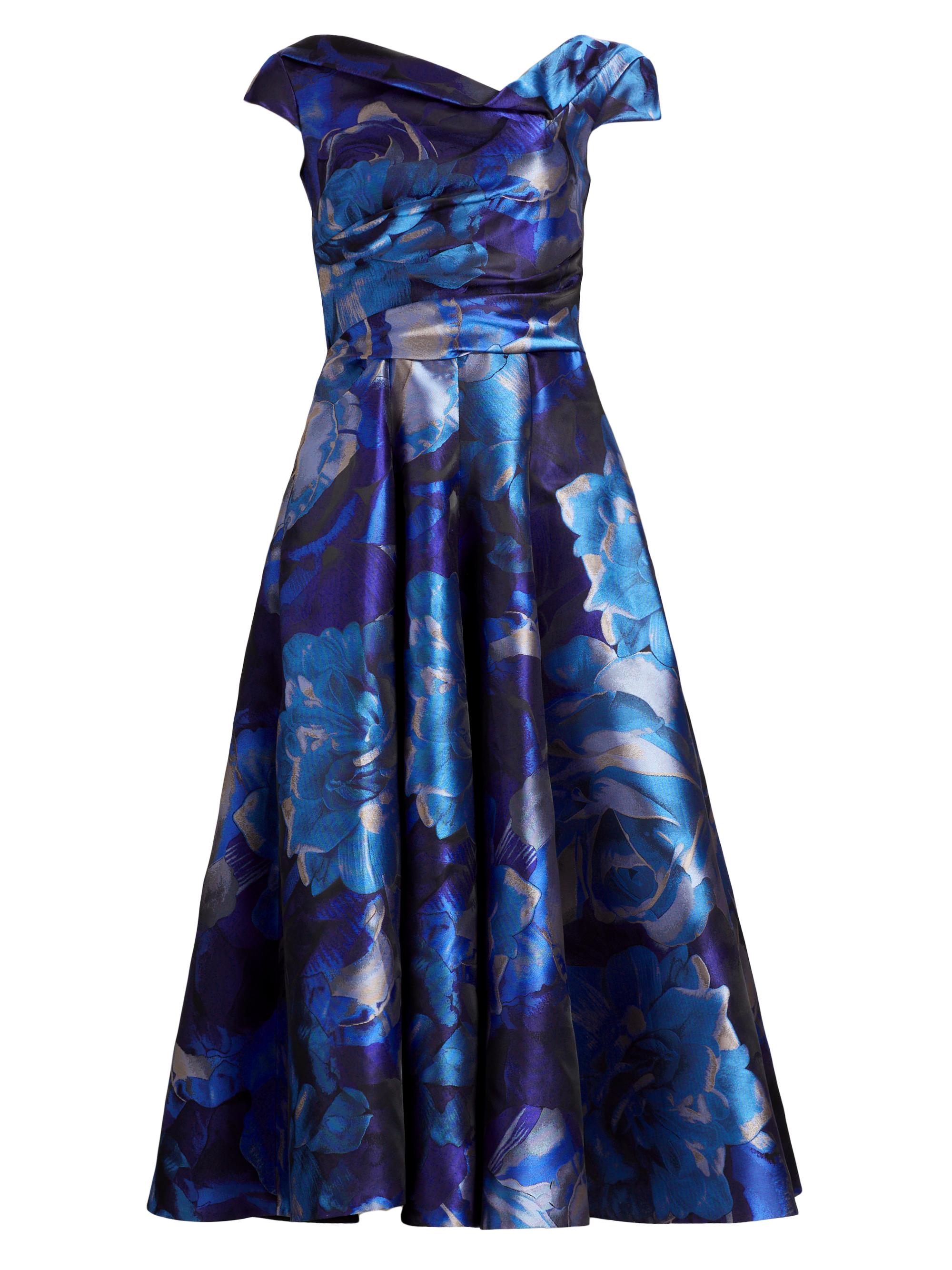 Talbot Runhof Women's Floral Print Asymmetrical Midi-Dress - Cornflower