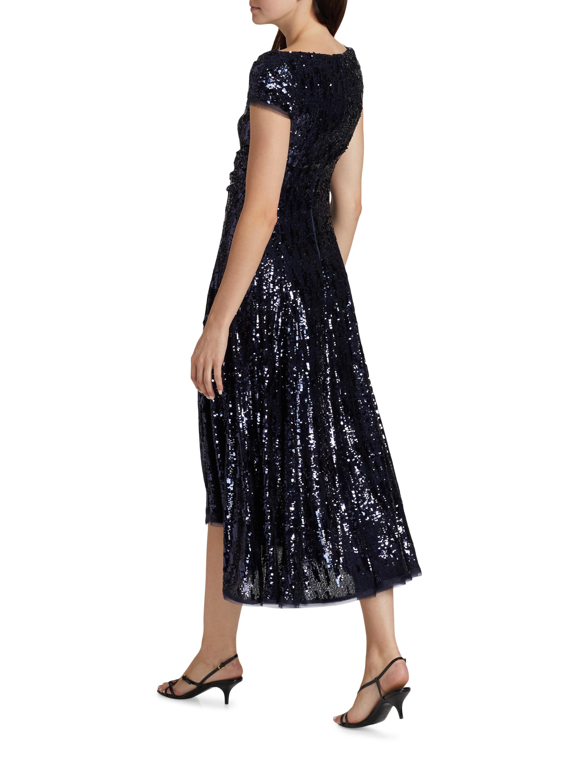 slim fit dress slacks Portia & Scarlett PS24264 Black Pink and Gold Sequin Fit-N-Flare Dress Black Pink Gold / D-00 main image 0