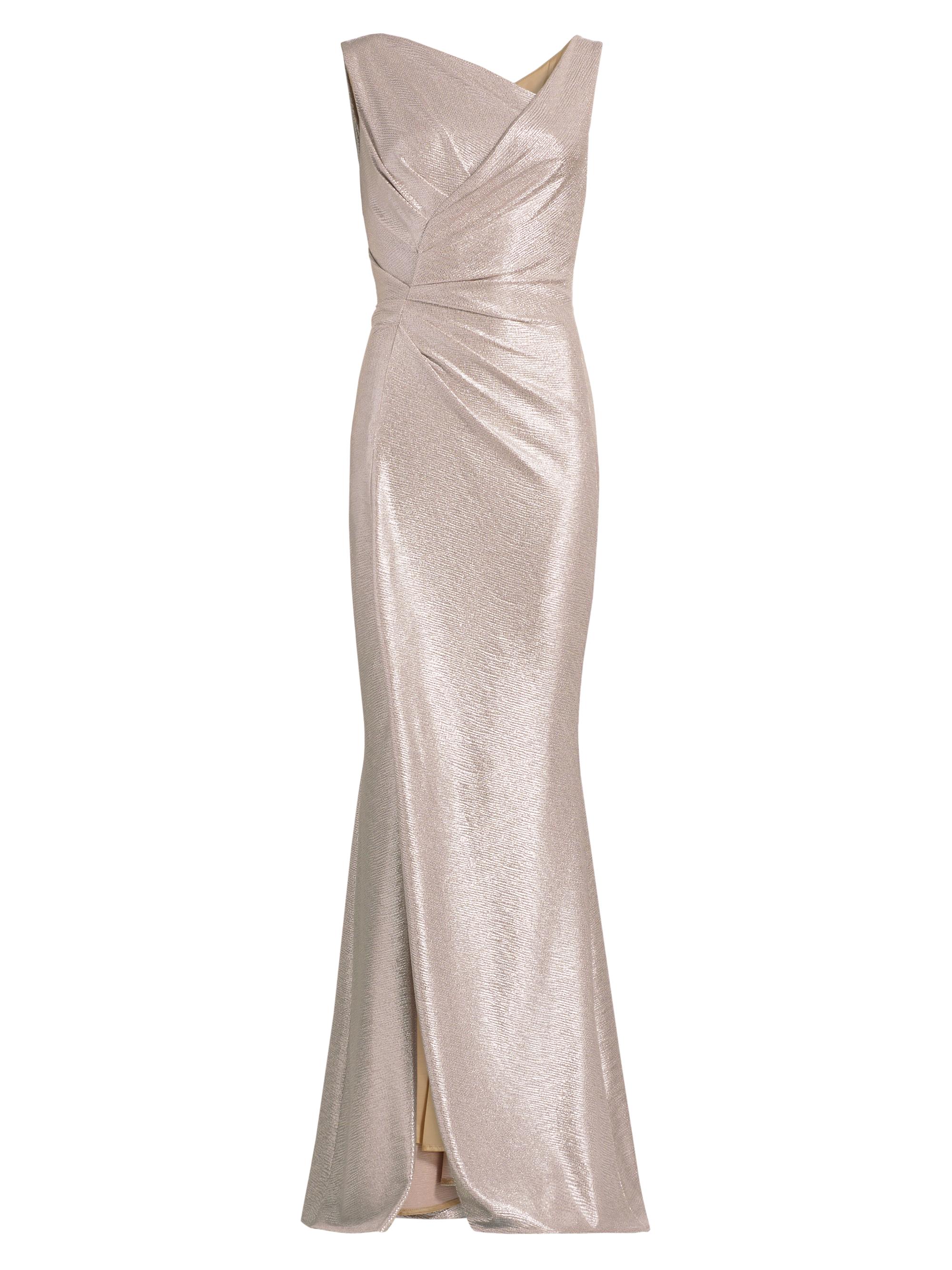 Talbot Runhof Women's Asymmetrical Metallic Gown - Platinum