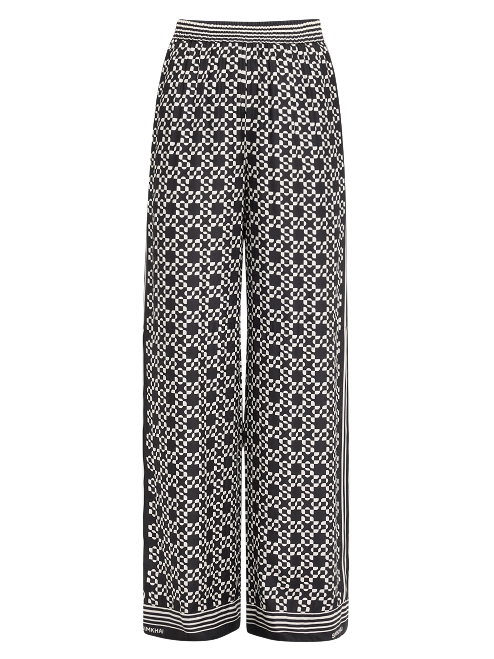 SIMKHAI Women's Zuna Geometric Straight-Leg Satin Pants - Black