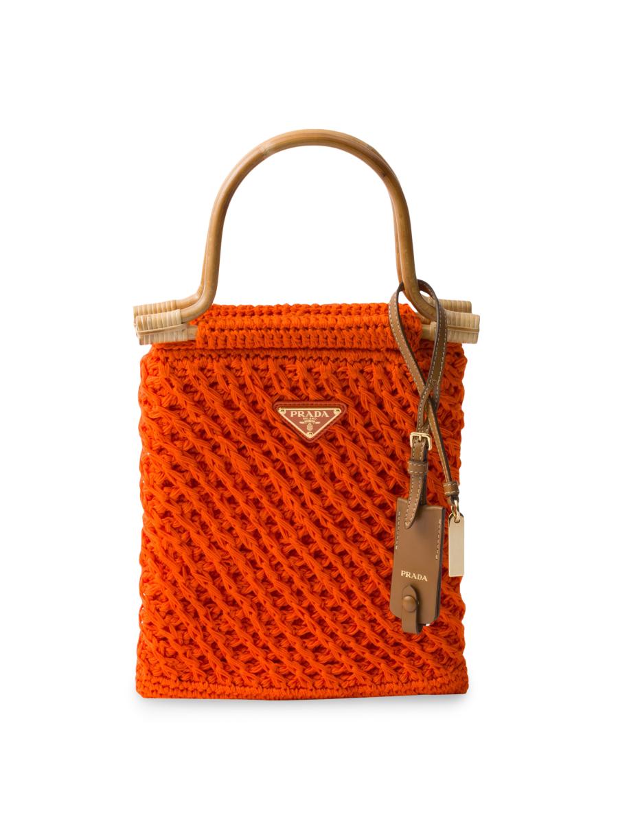 Prada Cotton Crochet Mini Top Handle Bag | Saks Fifth Avenue