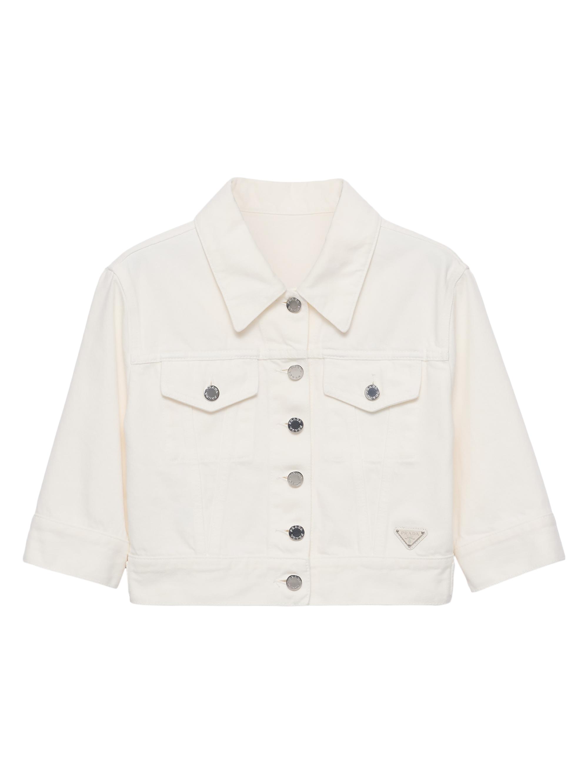 Prada Women's Cropped Denim Jacket - White
