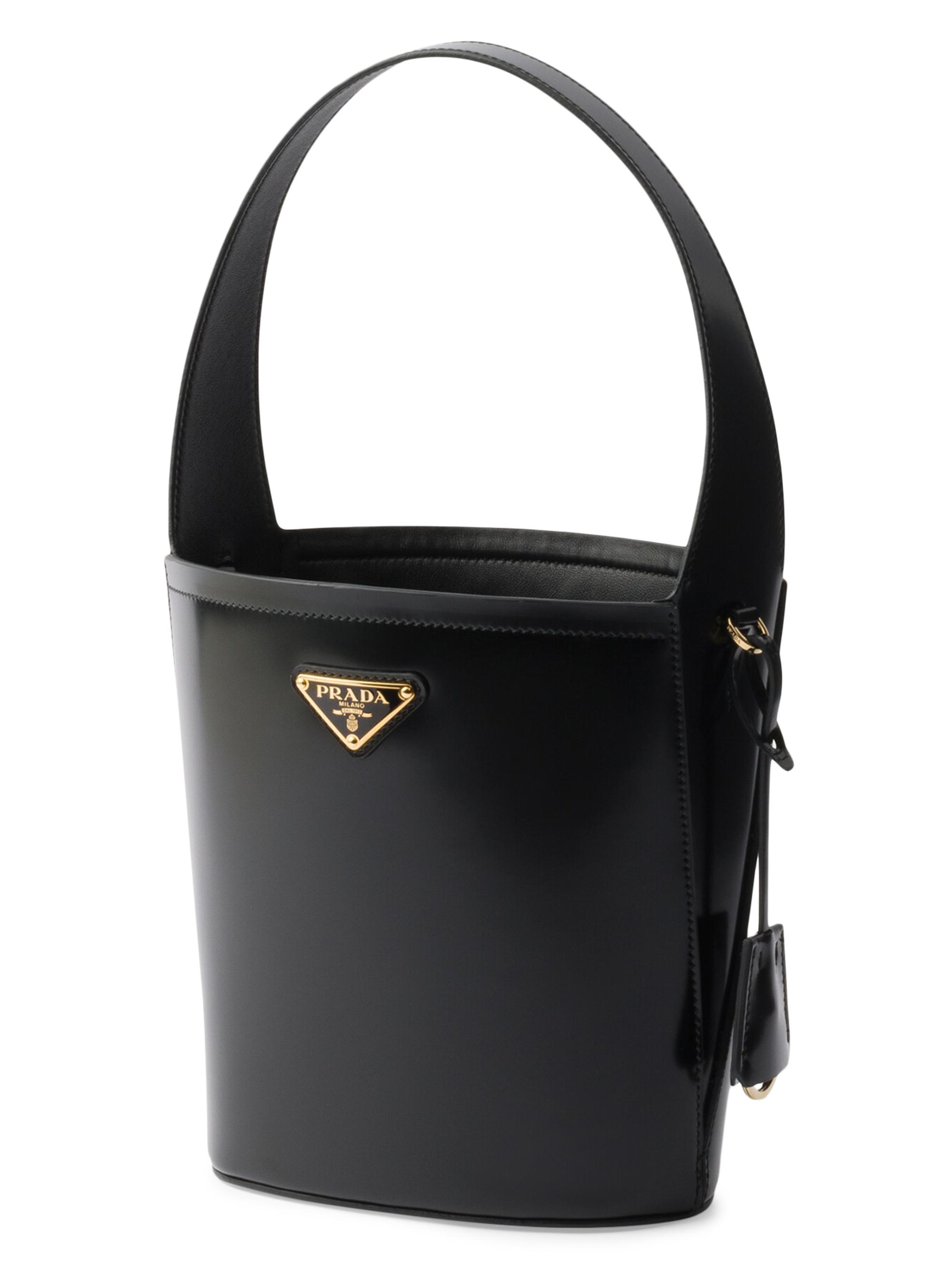 Prada | Black | Women's Brushed Leather Mini Bucket Bag - Black_