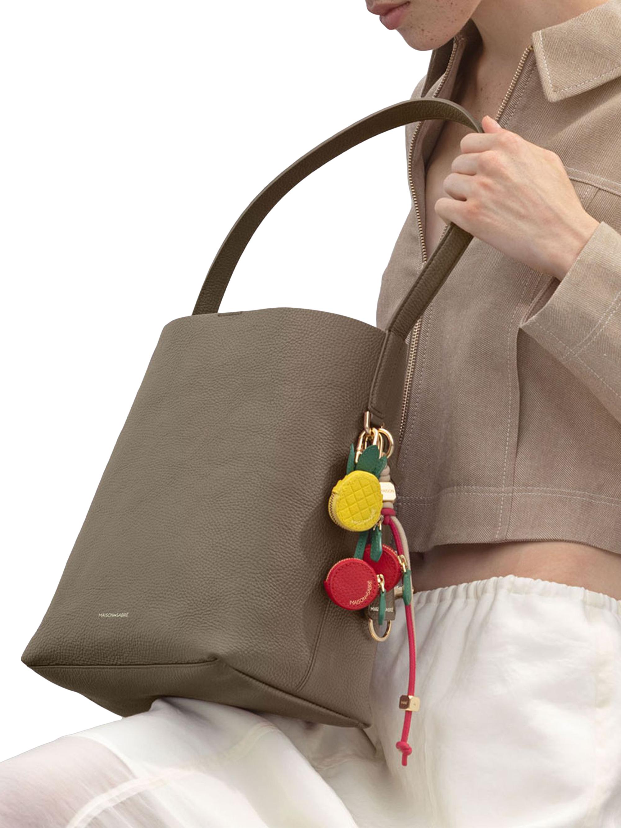 Maison de Sabre Women's Leather Bucket Soft Tote Bag - Cashmere Matcha