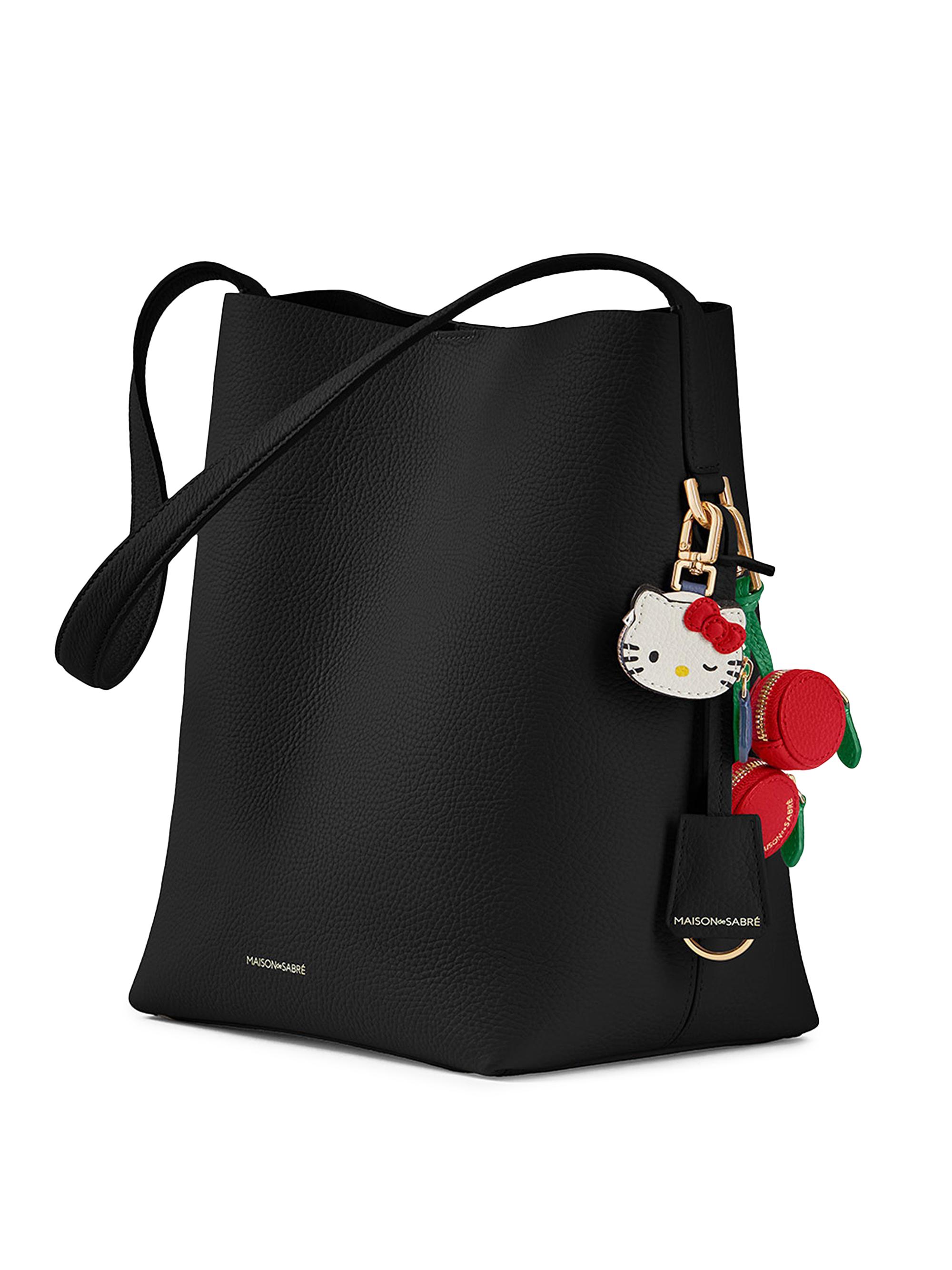 Maison de Sabre Women's Leather Bucket Soft Tote Bag - Rouge Noir | Thumbnail 2