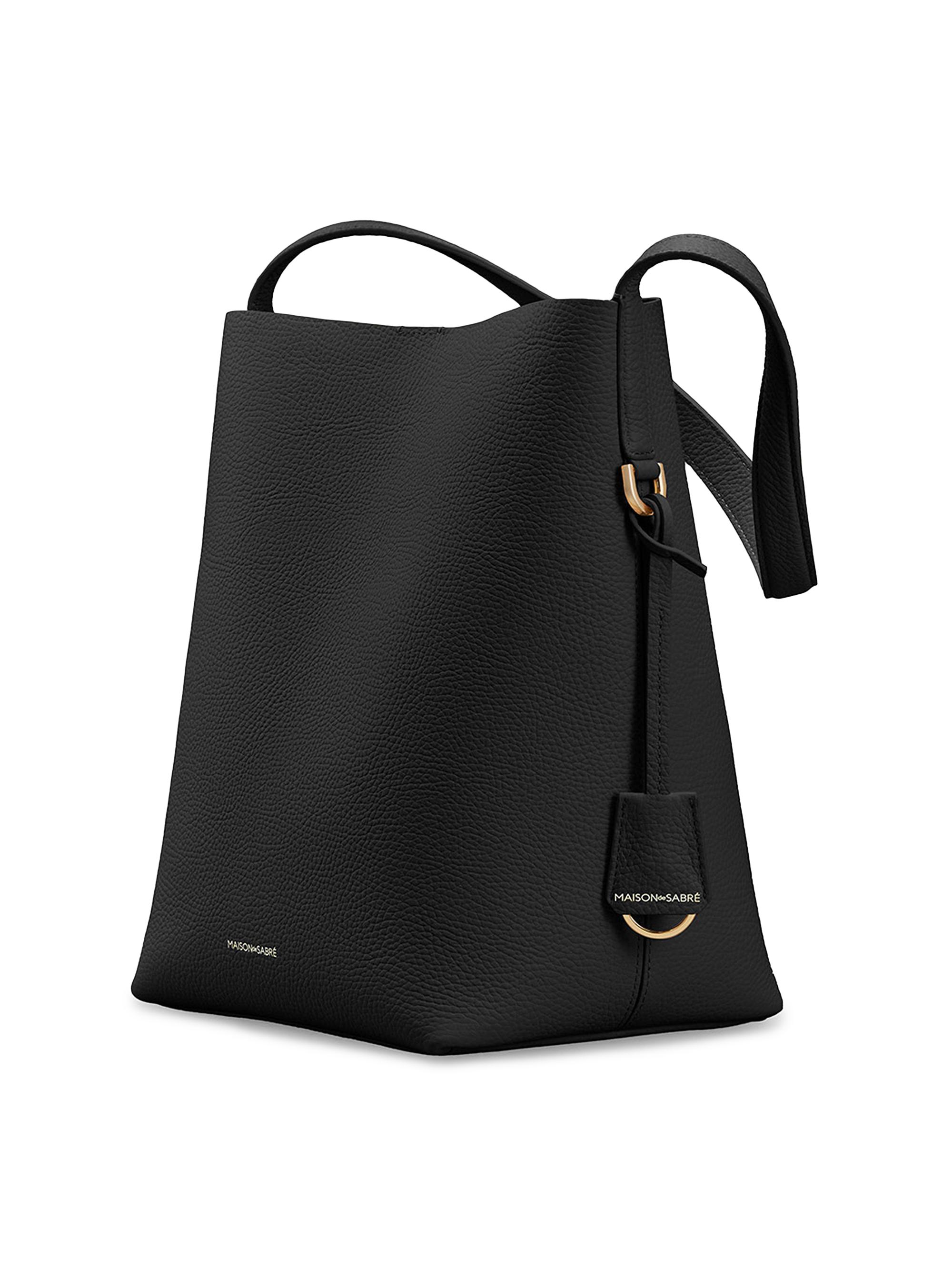 Maison de Sabre Women's Leather Bucket Soft Tote Bag - Rouge Noir | Thumbnail 4