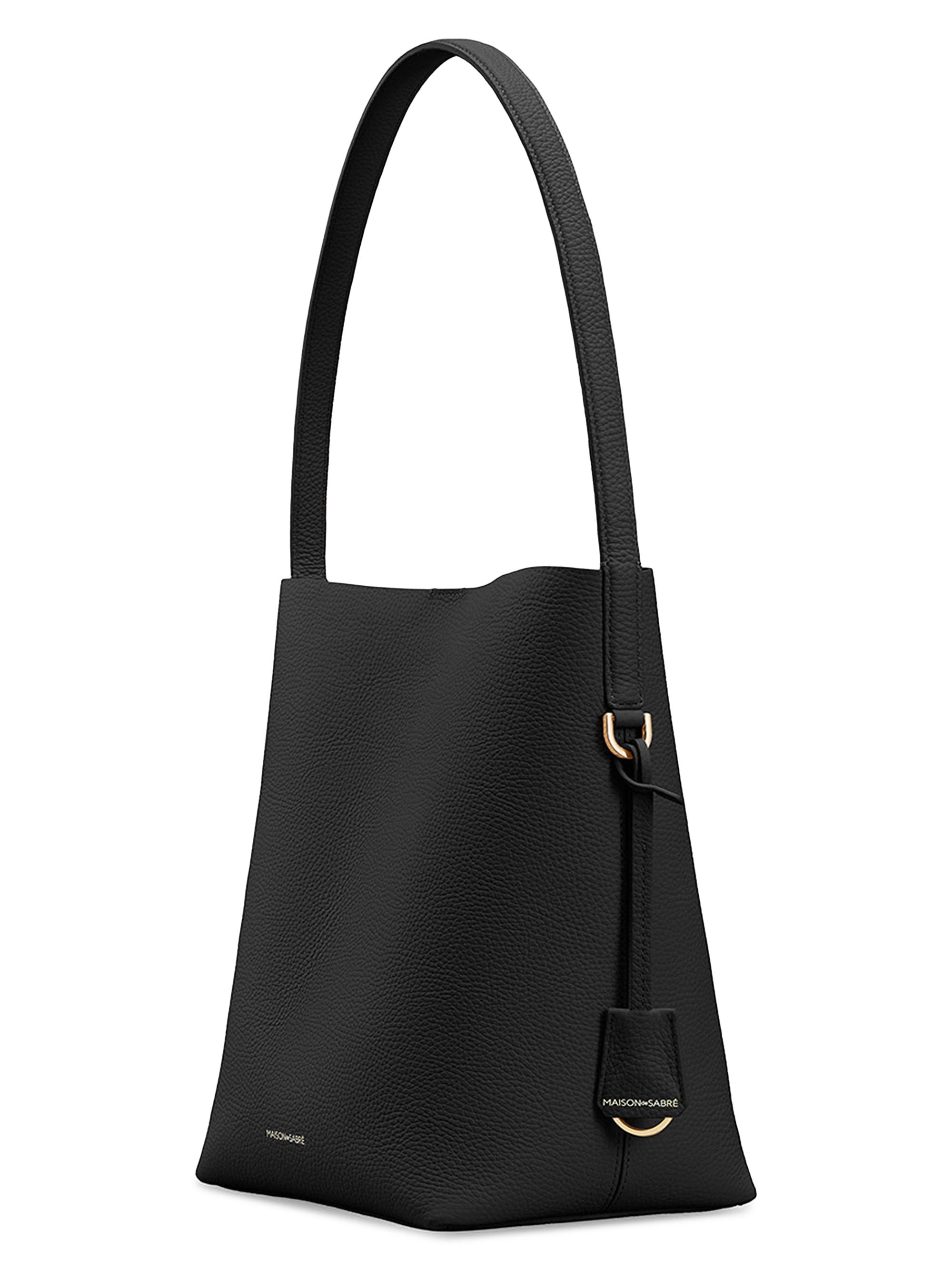 Maison de Sabre Women's Leather Bucket Soft Tote Bag - Rouge Noir | Thumbnail 5