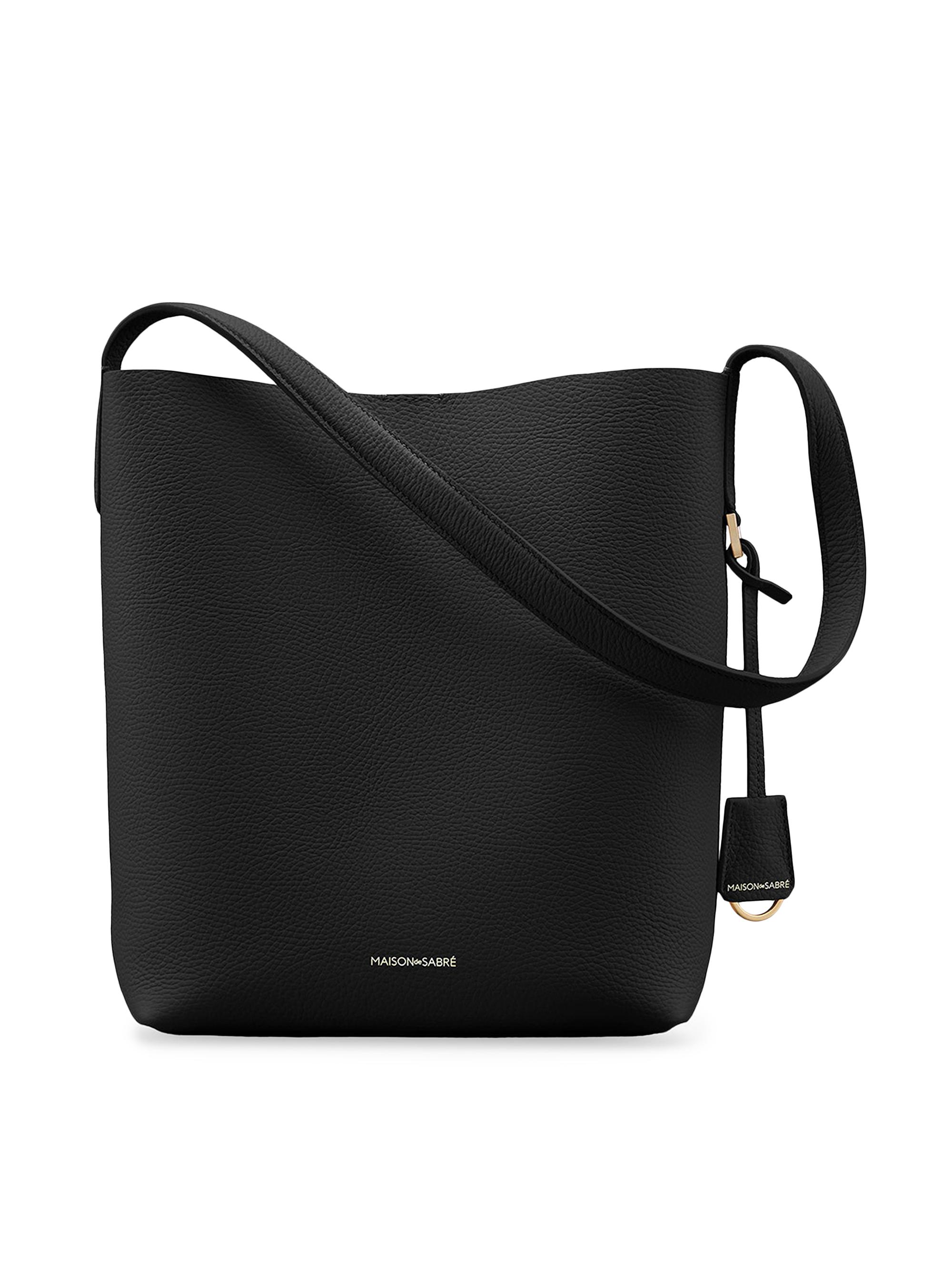 Maison de Sabre Women's Leather Bucket Soft Tote Bag - Rouge Noir | Thumbnail 7