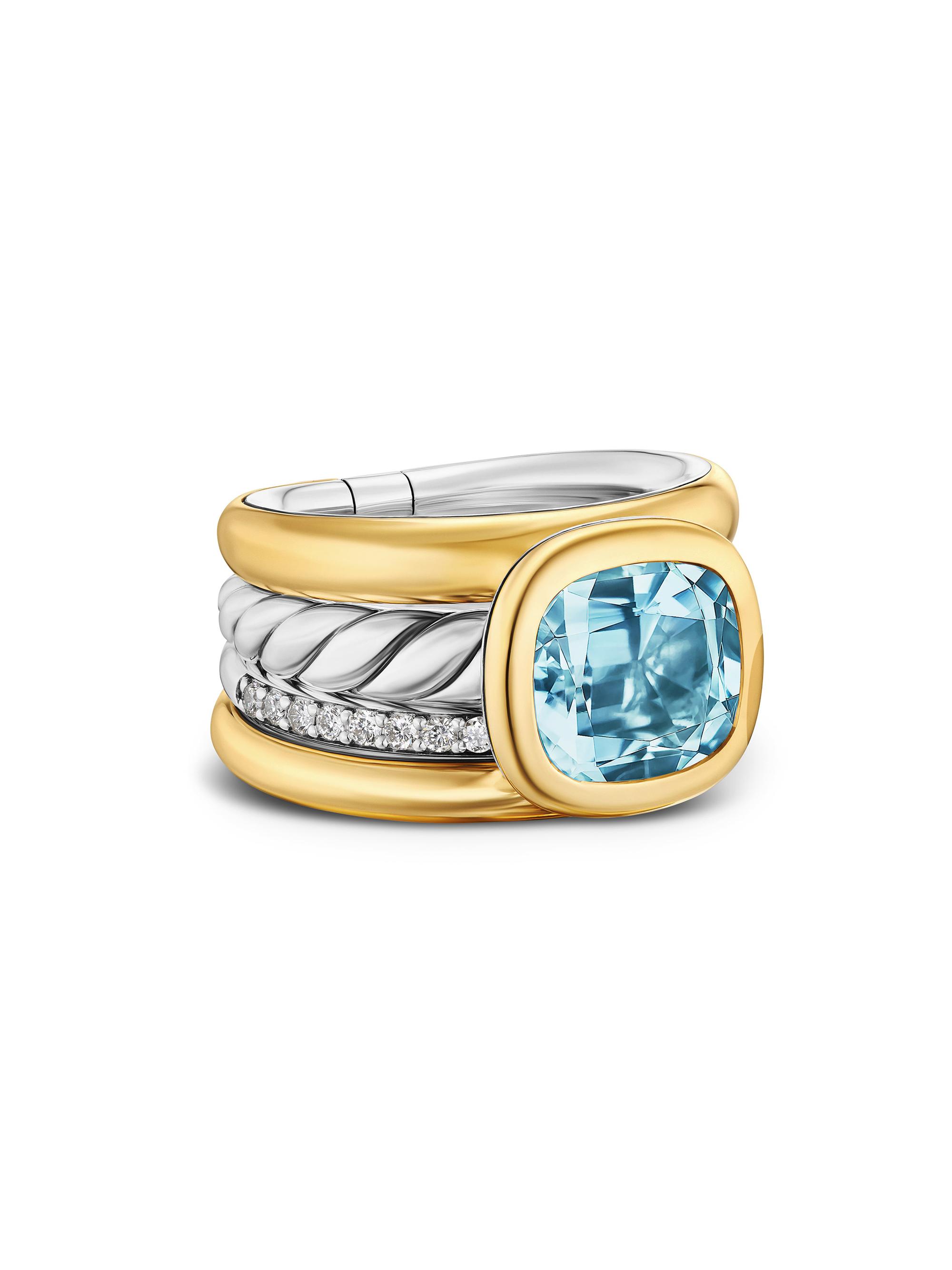 David Yurman Women's DY Mercer Four Row Stone Ring in Sterling Silver - Sky Blue Topaz