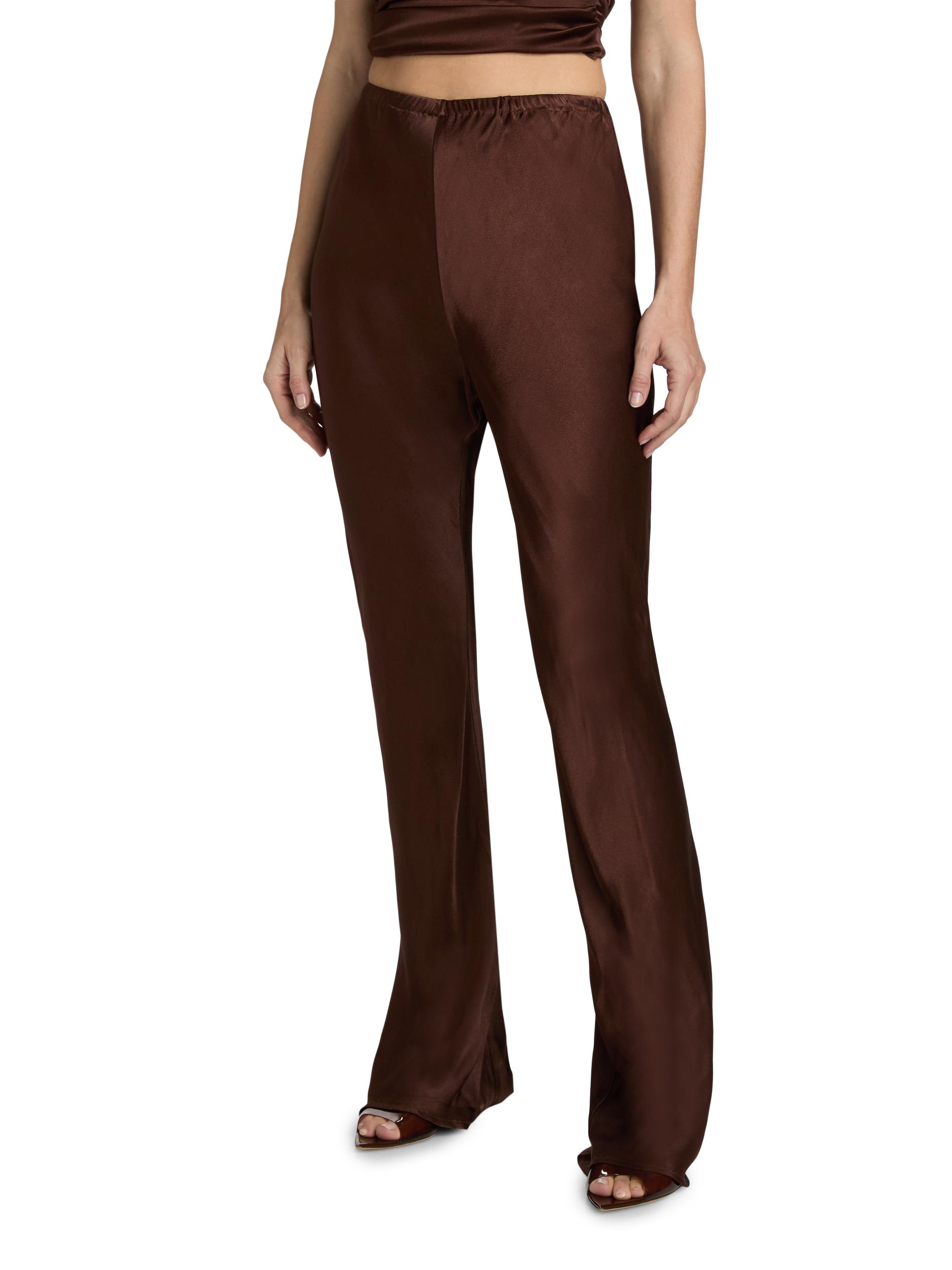 Lamarque Women's Emile Satin Relaxed-Fit Pants - Brown | Thumbnail 3