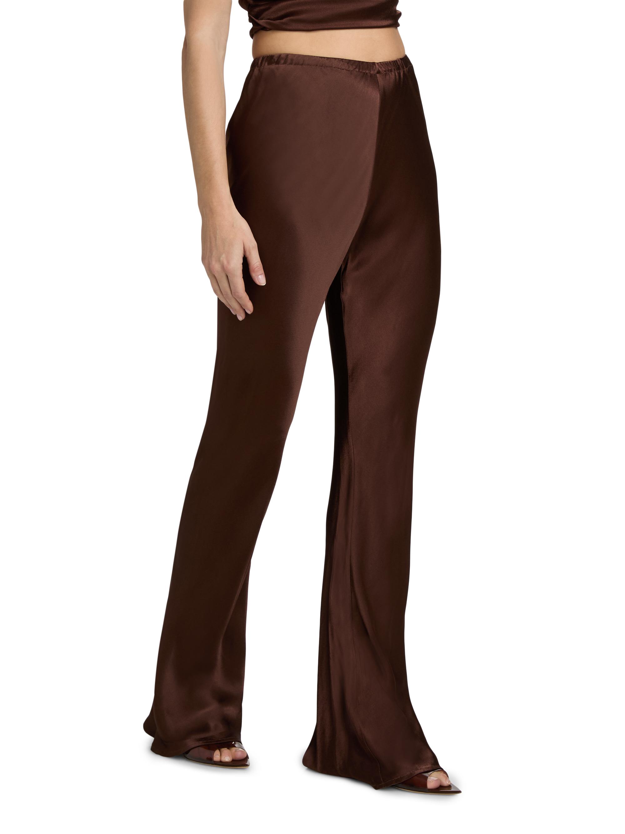 Lamarque Women's Emile Satin Relaxed-Fit Pants - Brown | Thumbnail 4