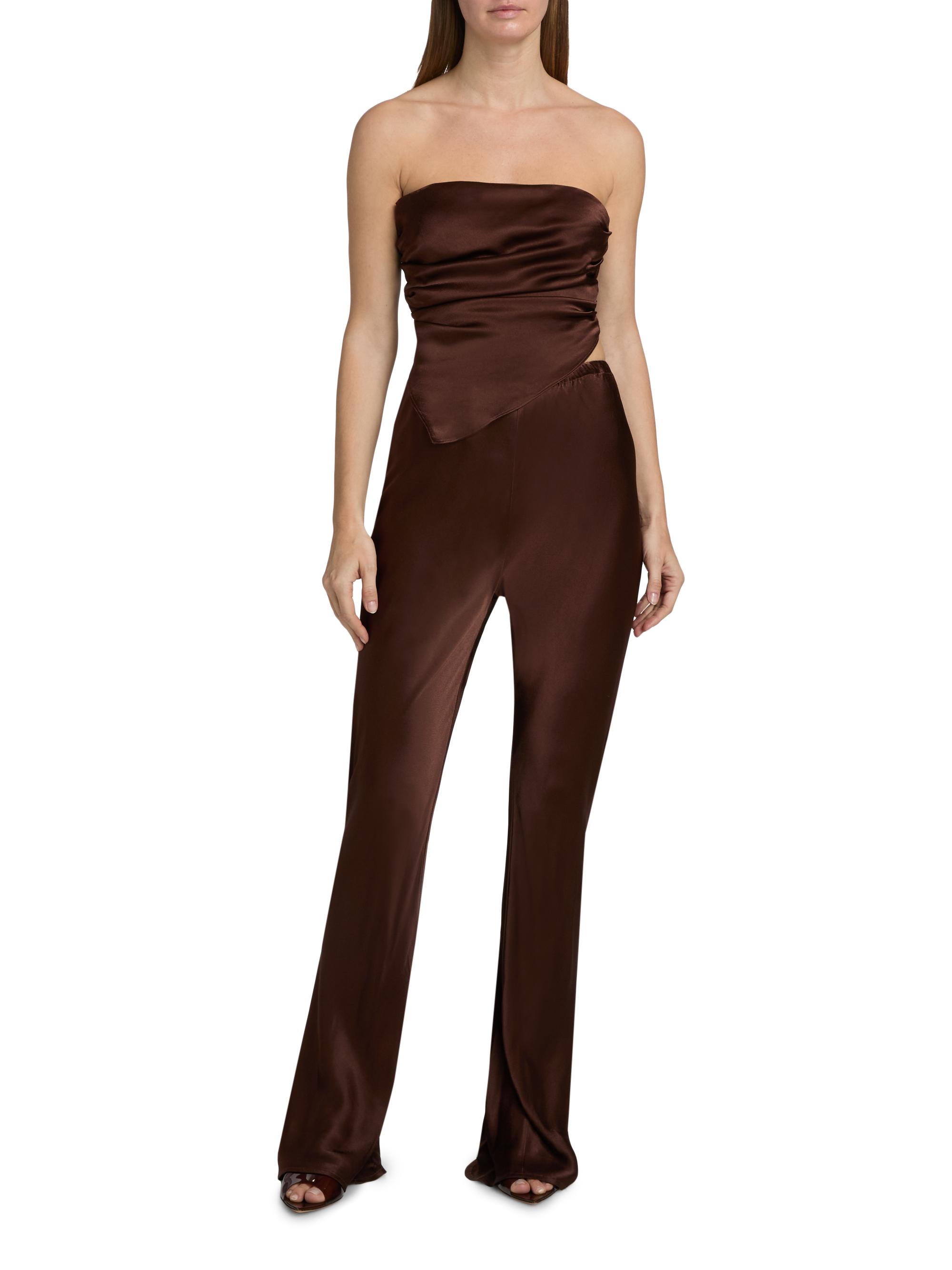 Lamarque Women's Emile Satin Relaxed-Fit Pants - Brown | Thumbnail 2