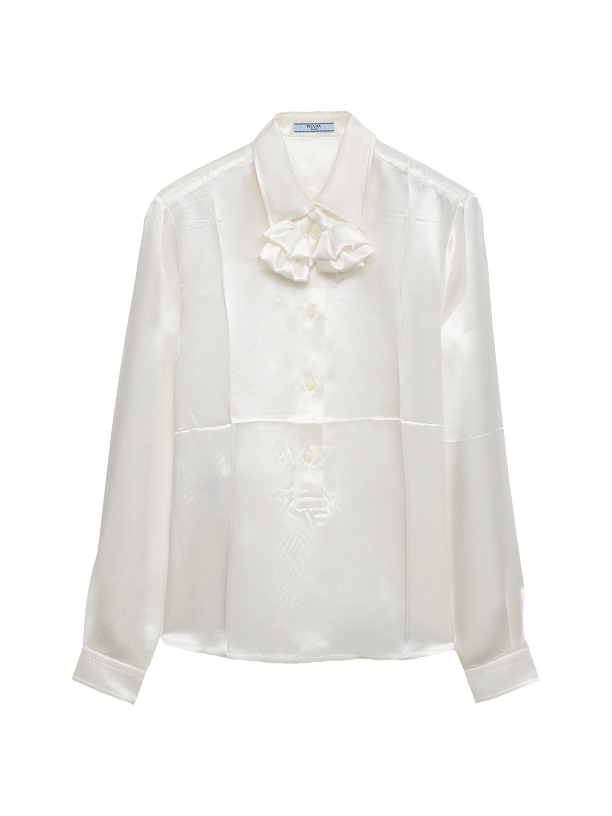 Prada Women's Embroidered Satin Shirt - White