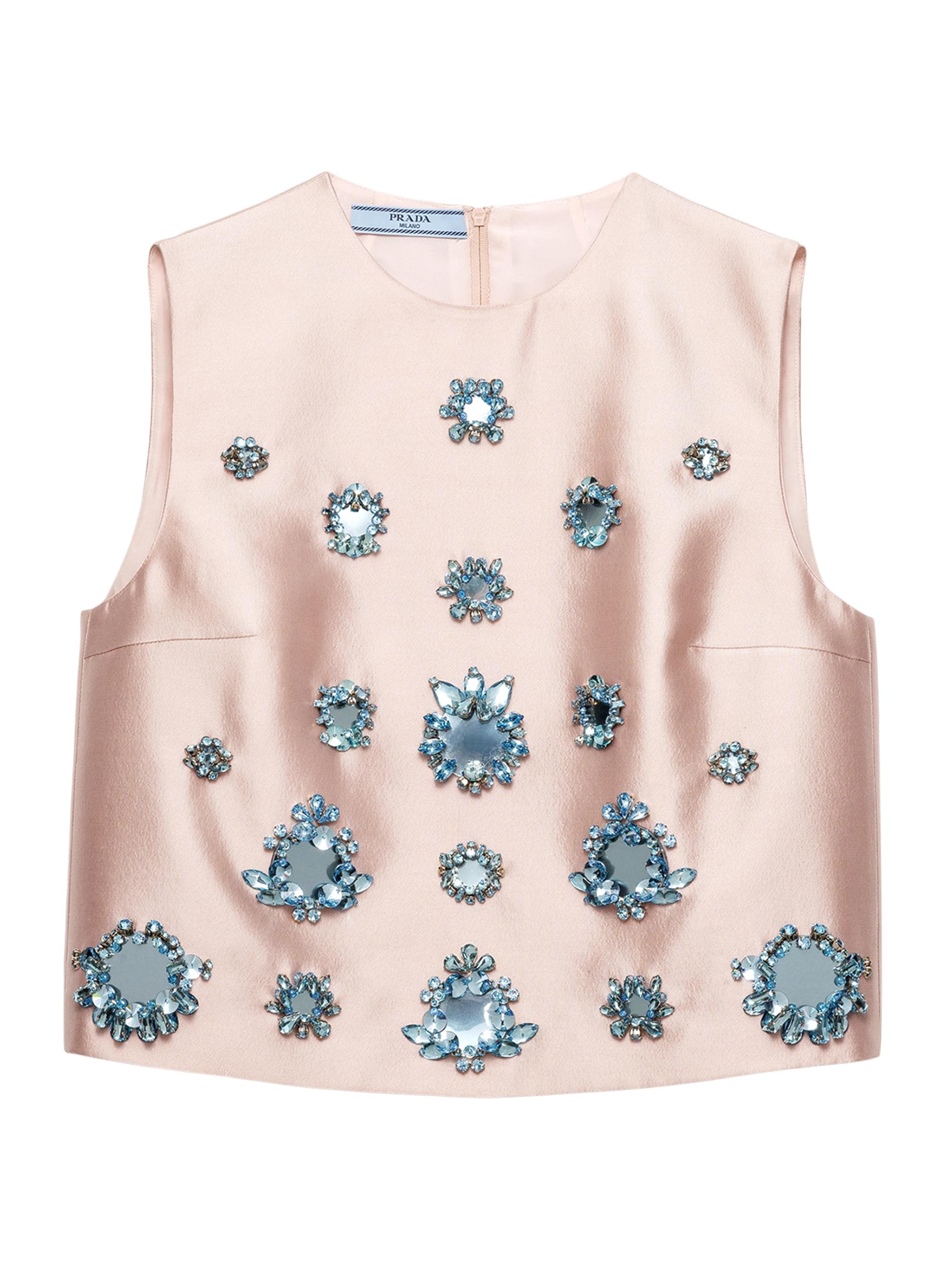 Prada Women's Embroidered Silk and Wool Top - Pink