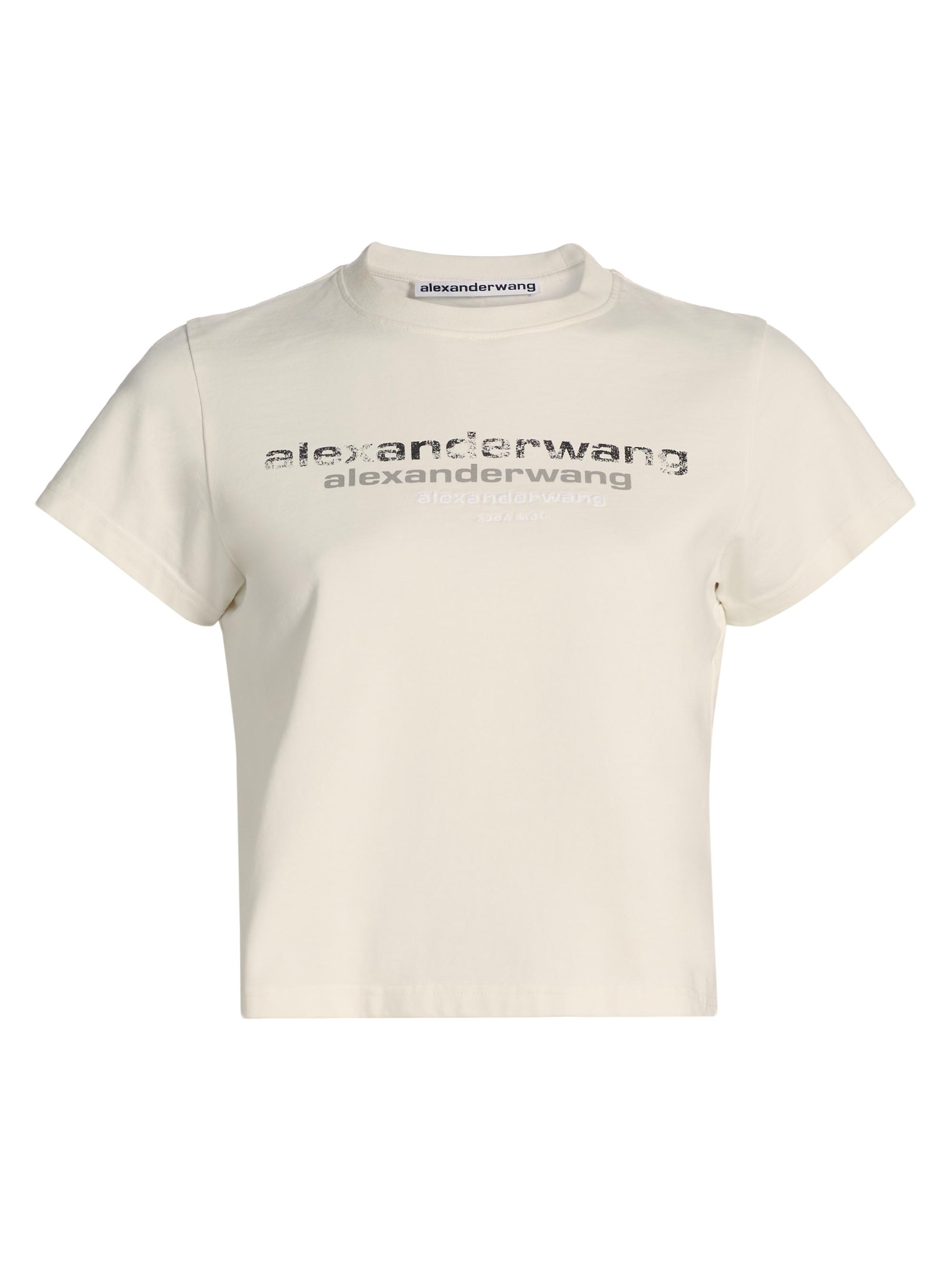 Alexander Wang Women's Logo Cotton Shrunken T-Shirt - Vintage White