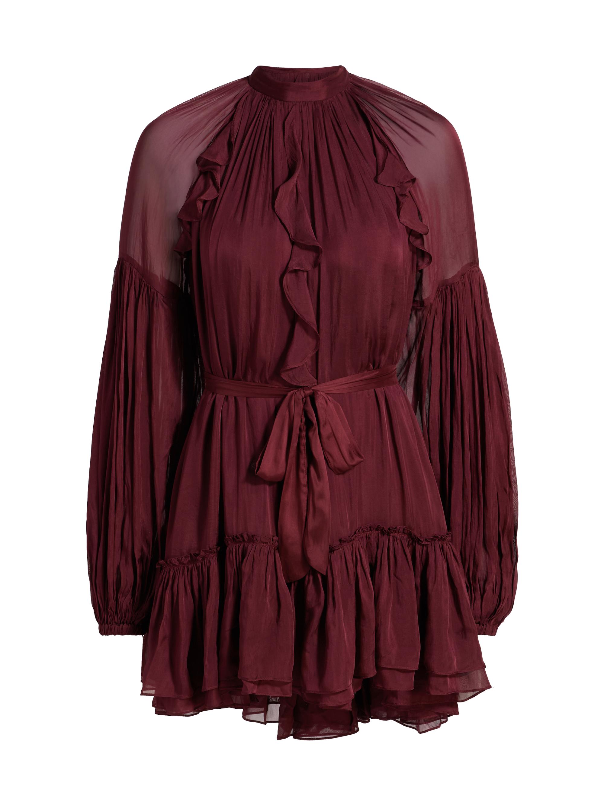 Hemant & Nandita Women's Aayu Ruffled Minidress - Burgundy