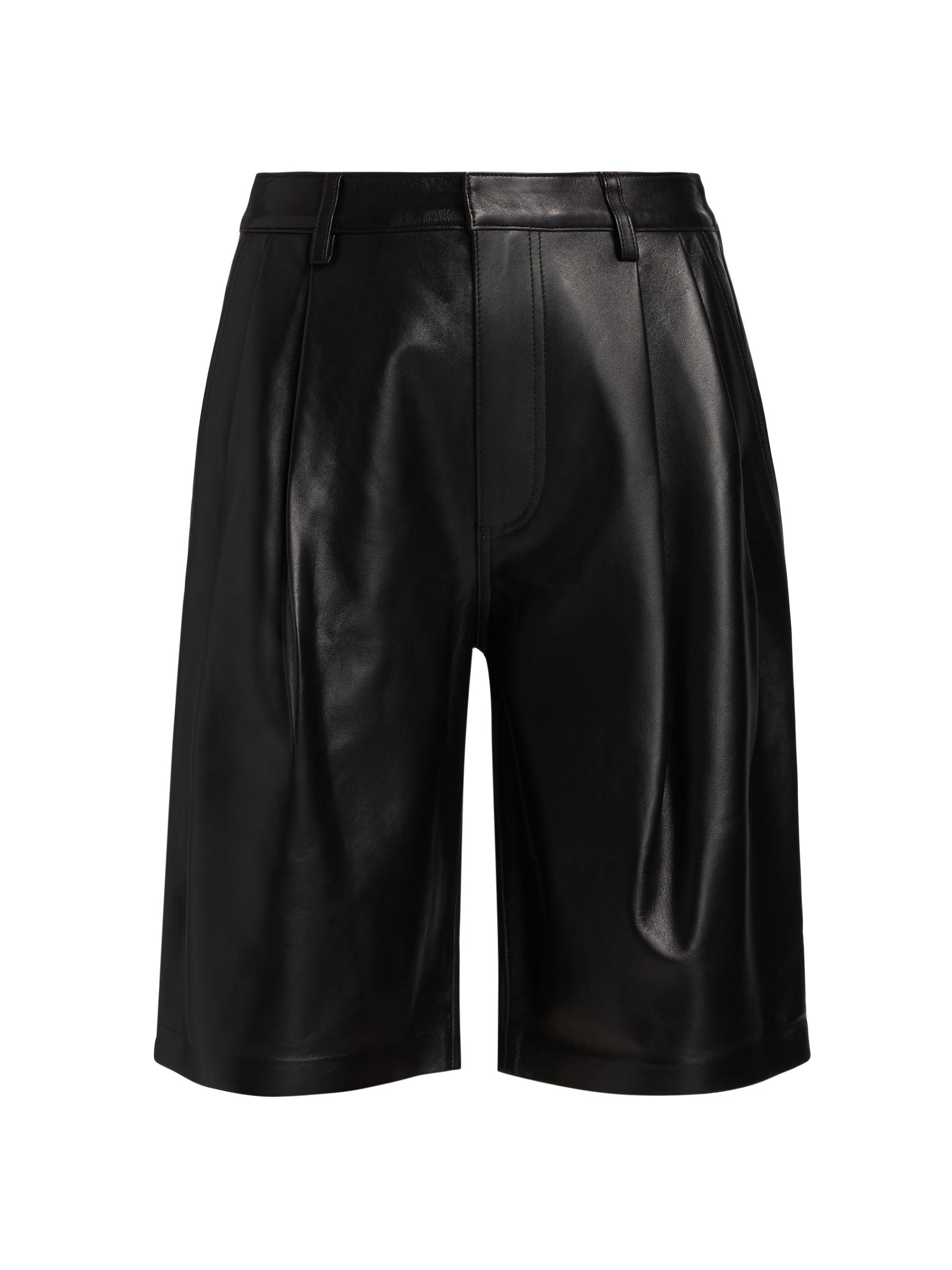 MICHAEL Michael Kors Pleated Leather Bermuda Shorts | Saks Fifth