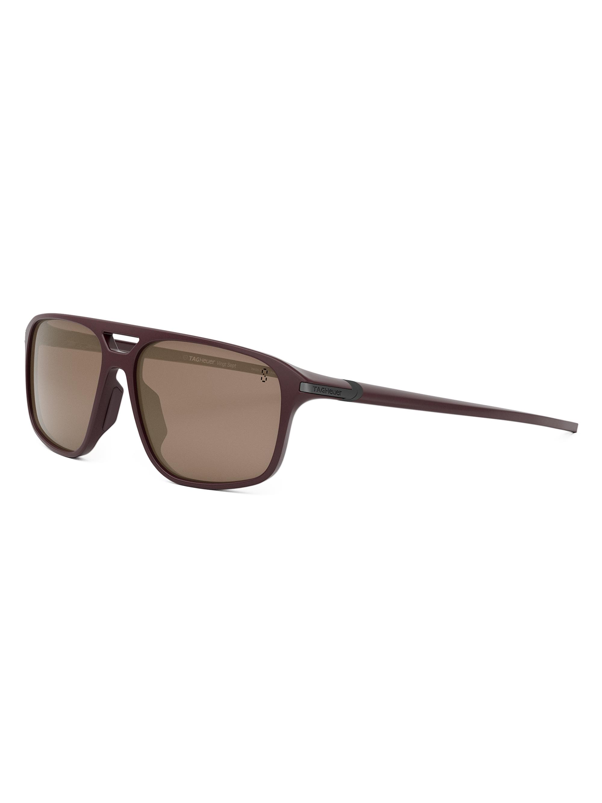 TAG Heuer Men's Vingt Sept 59MM Geometric Sunglasses - Matte Bordeaux Brown