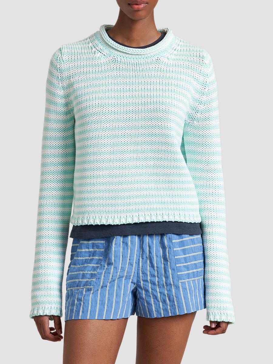 La Ligne Women's Fine Stripe Mini Marina Sweater In Aqua Ivory