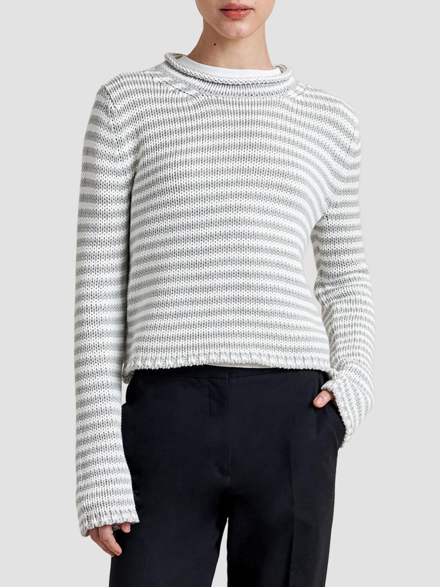 La Ligne Women's Fine Stripe Mini Marina Sweater In Grey Ivory