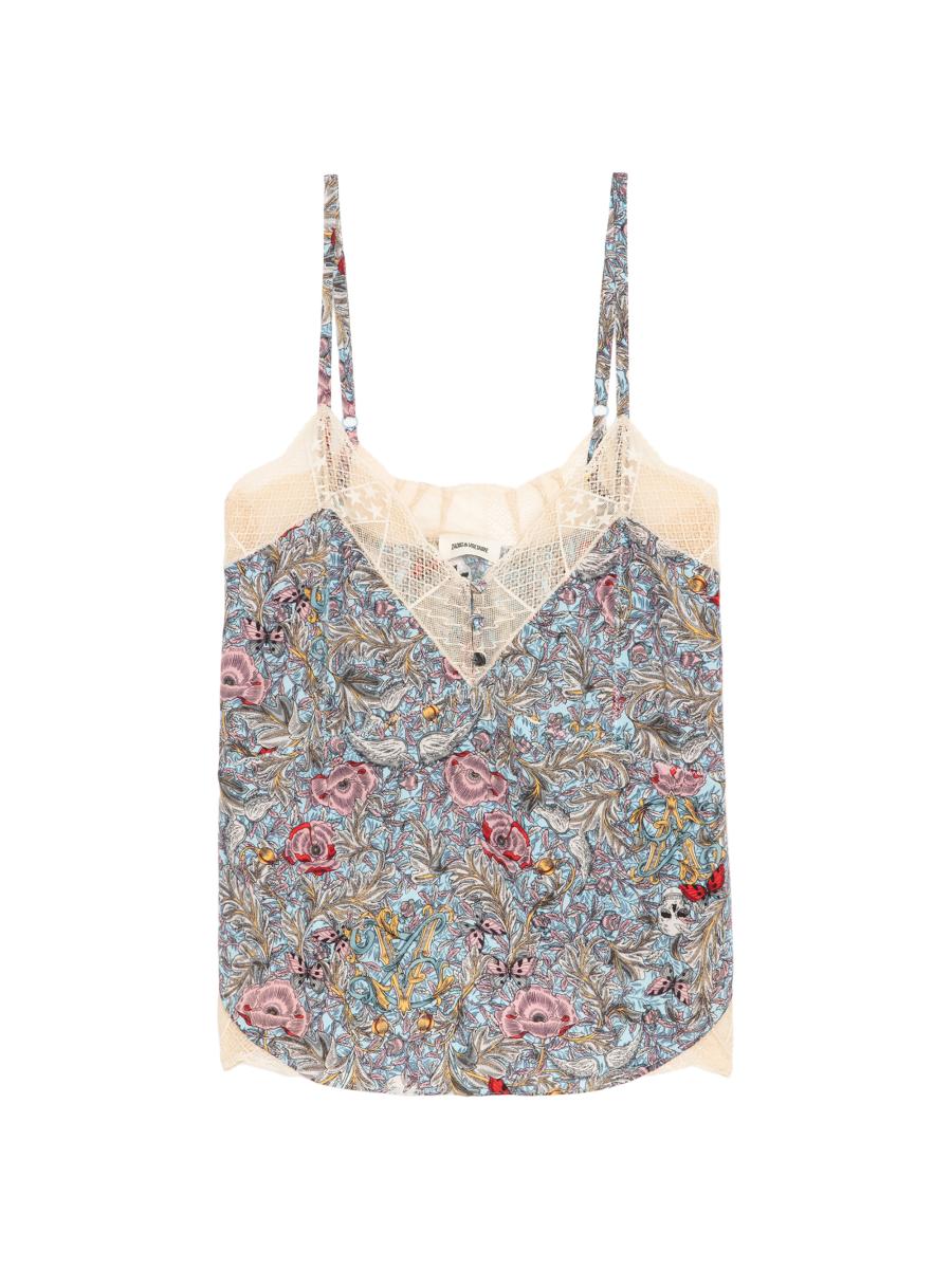 Zadig & Voltaire Cyoko Floral-Print Lace-Trim Cami | Saks Fifth Avenue