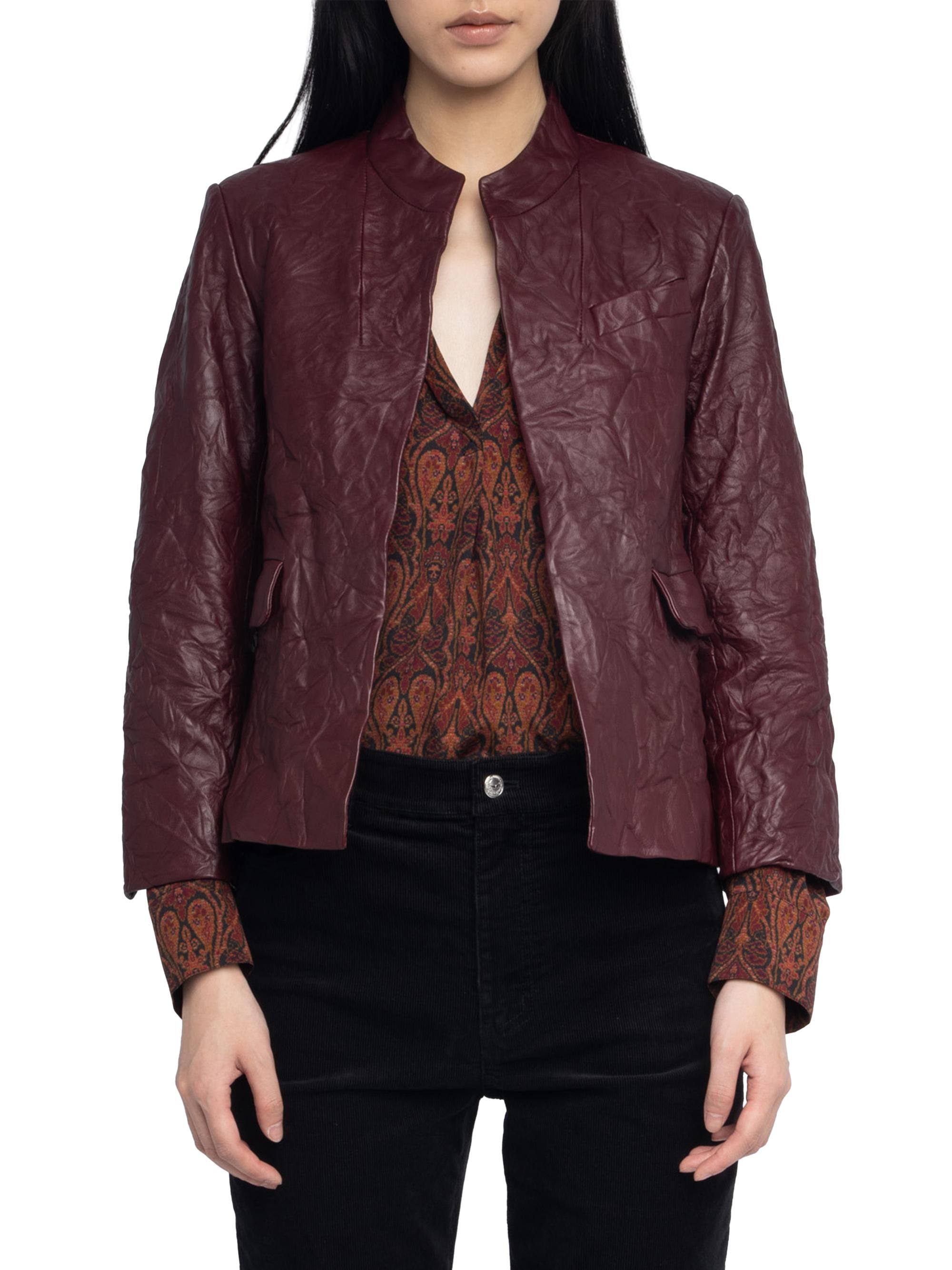 Zadig & Voltaire Women's Veryn Leather Blazer - Burgundy | Thumbnail 3