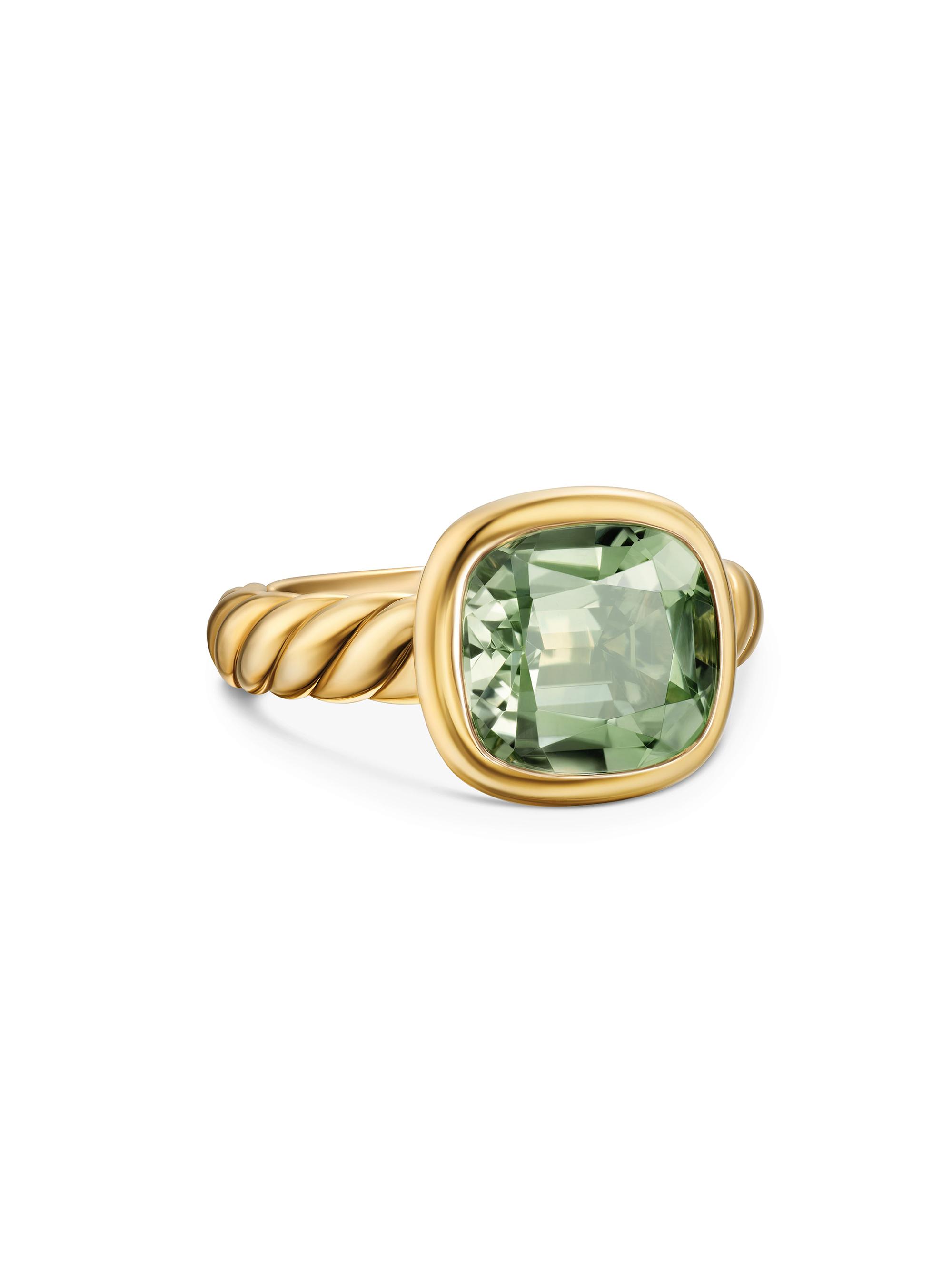 David Yurman Women's DY Mercer Stone Ring in 18K Yellow Gold - Prasiolite