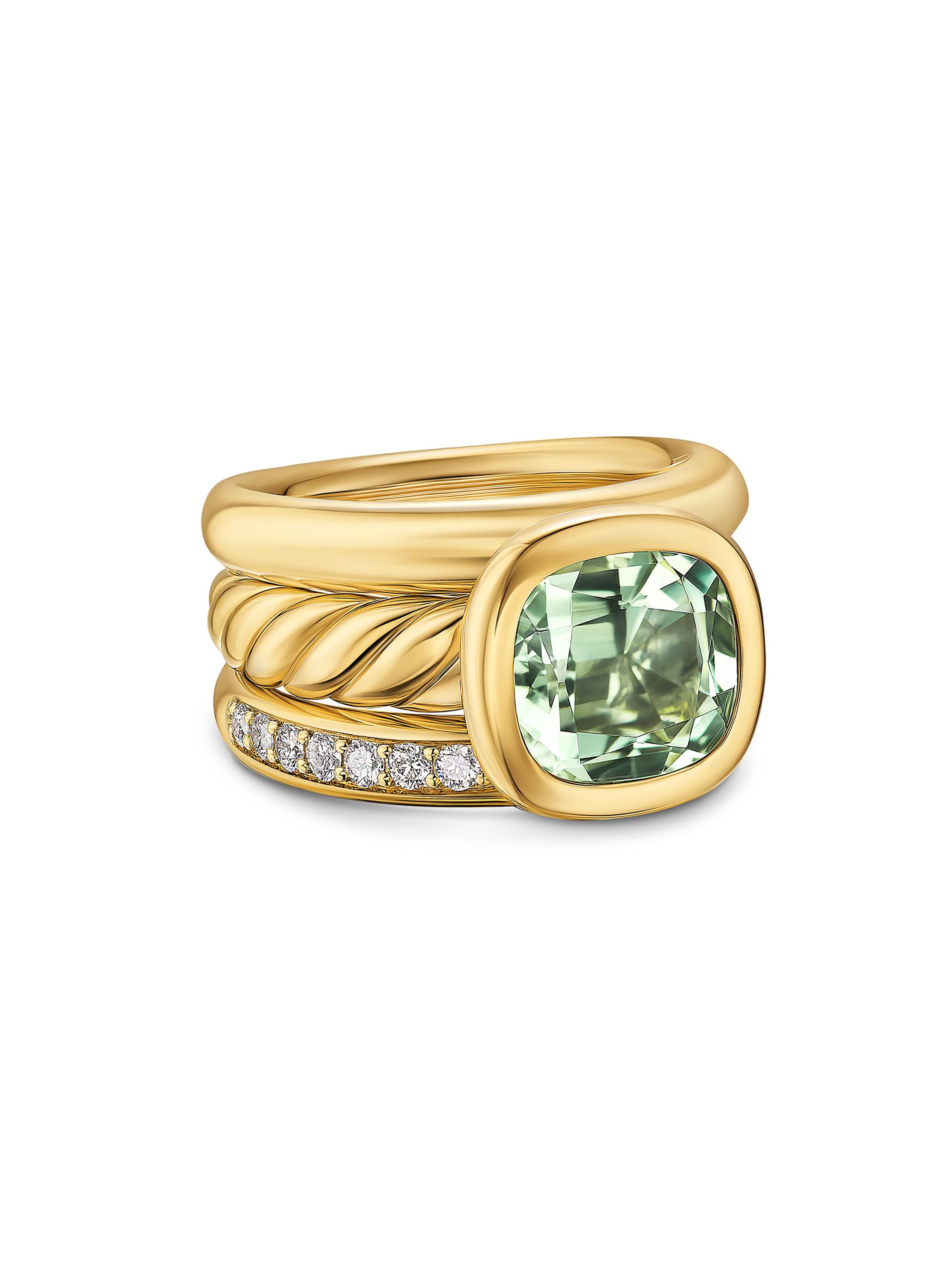 David Yurman Women's DY Mercer Three Row Stone Ring in 18K Yellow Gold - New Prasiolite