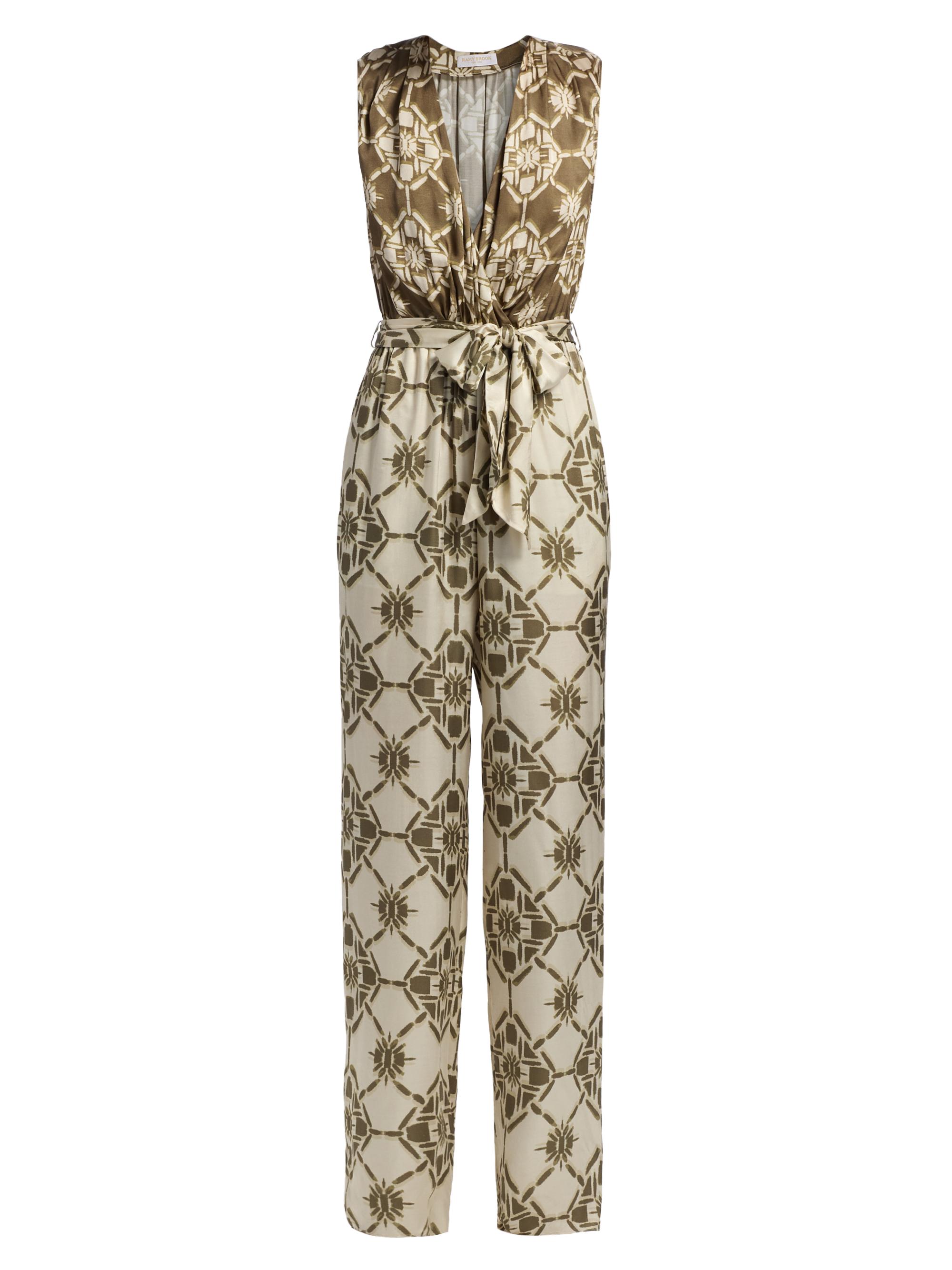 Ramy Brook Women's Noelia Printed Sleeveless Jumpsuit - Olive Tile Print