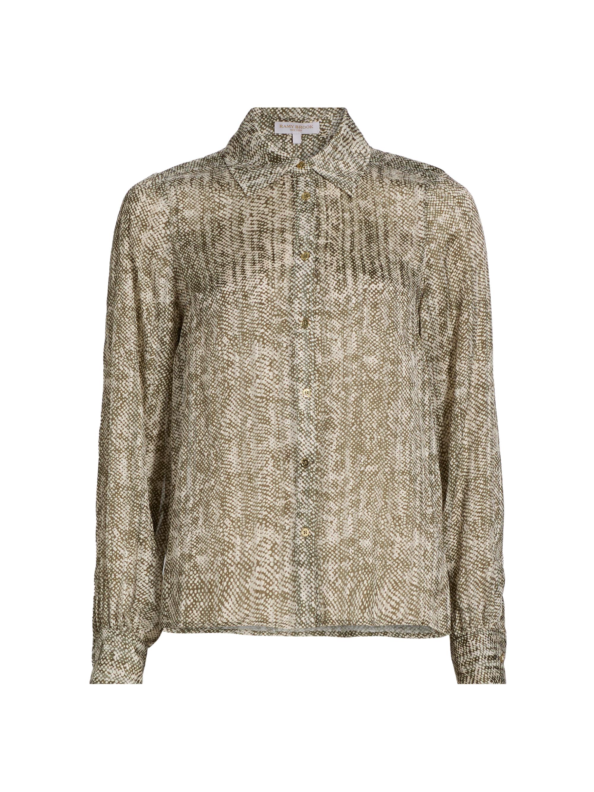 Ramy Brook Women's Pauline Printed Silk-Blend Blouse - Olive Baja Dot