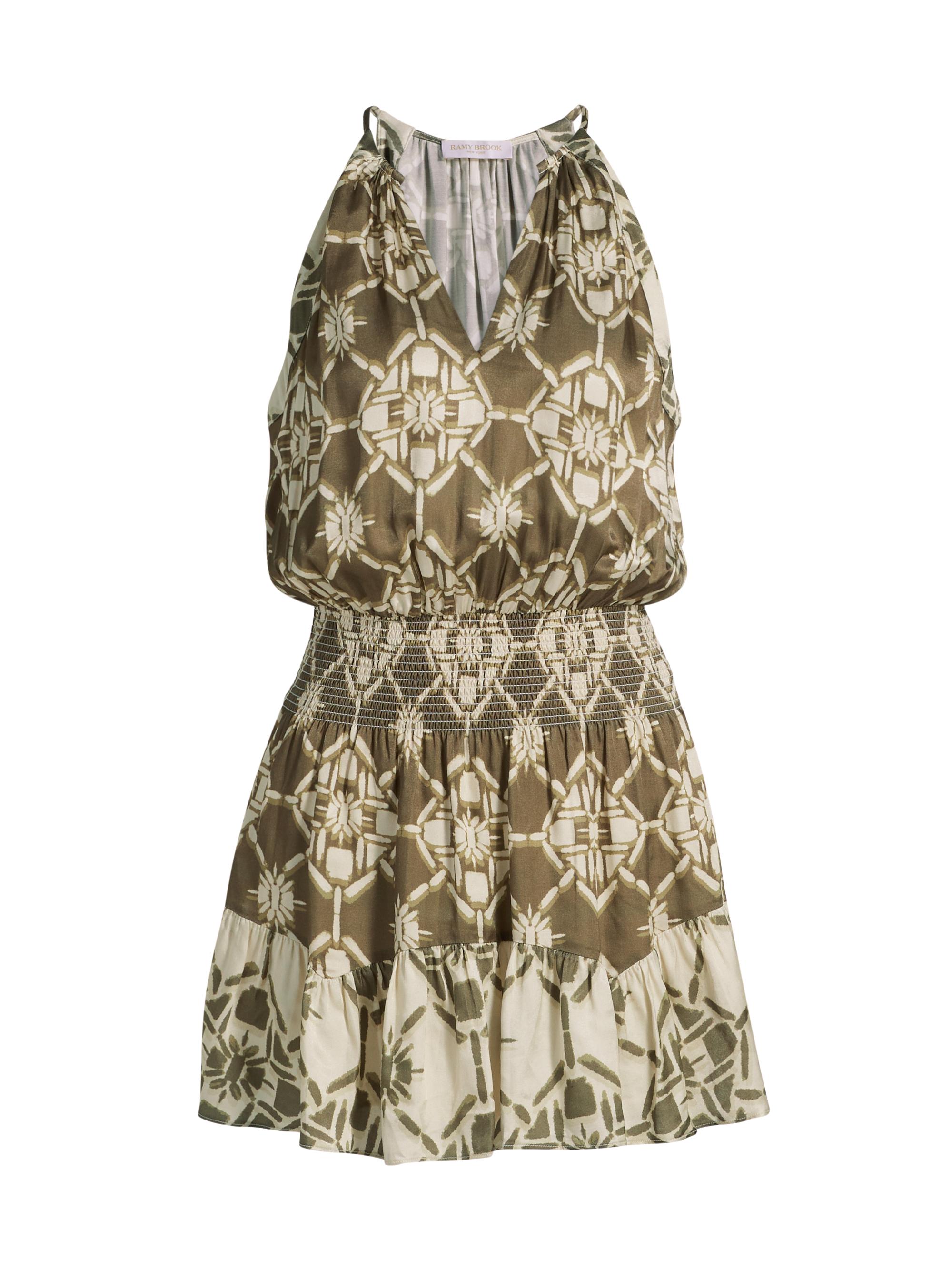 Ramy Brook Women's Isabela Printed Blouson Minidress - Olive Tile Print