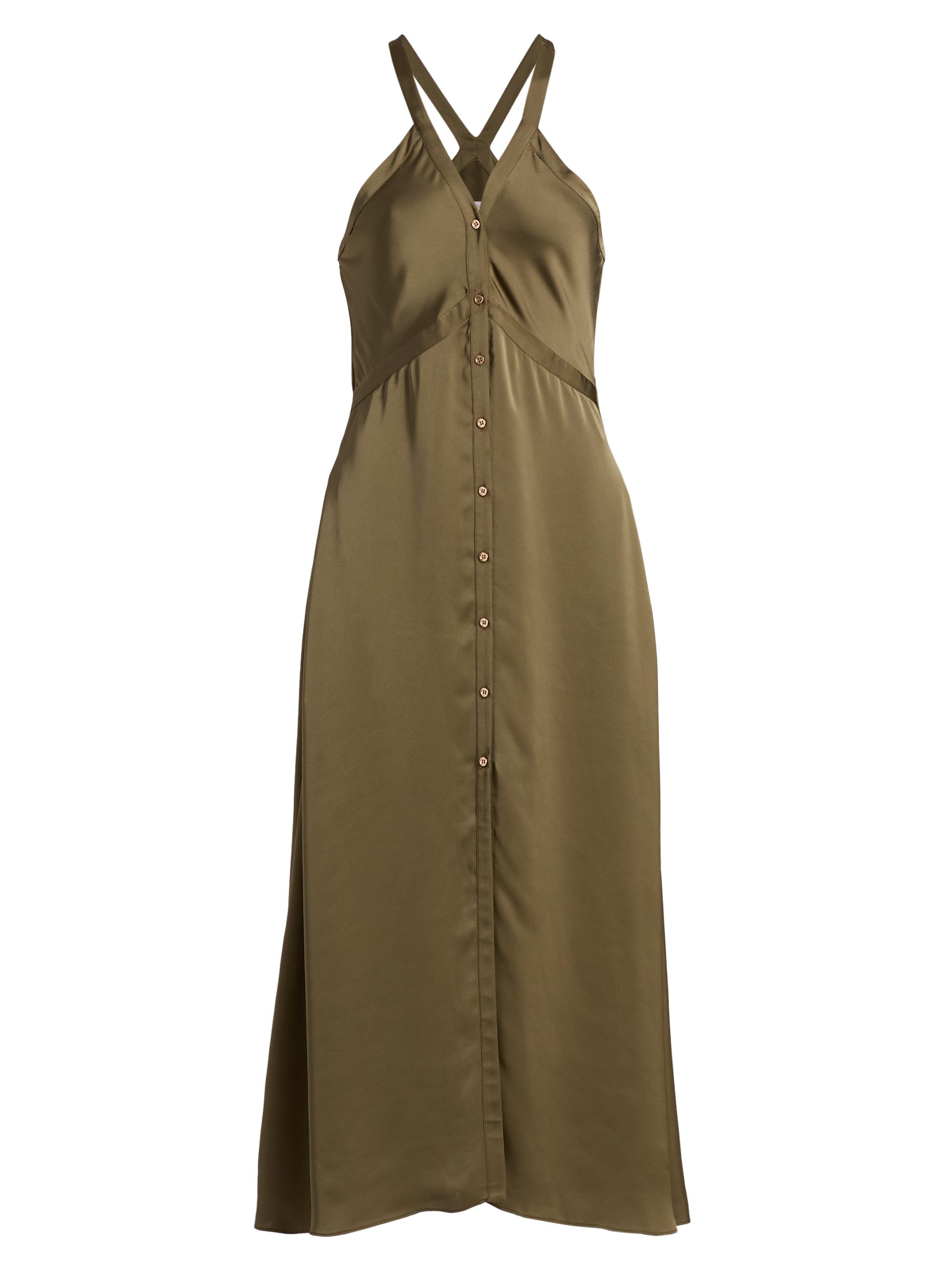 Ramy Brook Women's Cynthia Button-Front Satin Midi-Dress - Olive Green