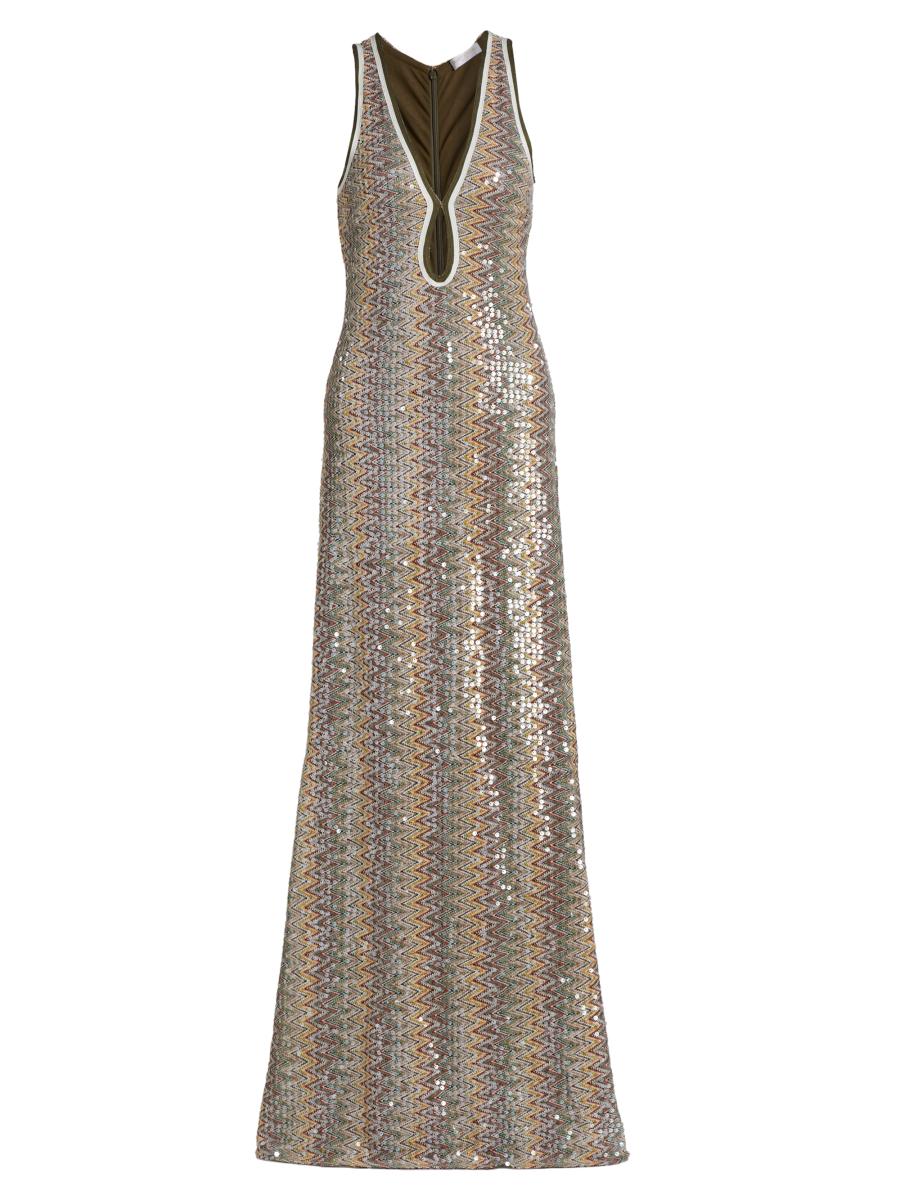 Ramy Brook Lilia Sequin Chevron Knit Maxi Dress | Saks Fifth Avenue
