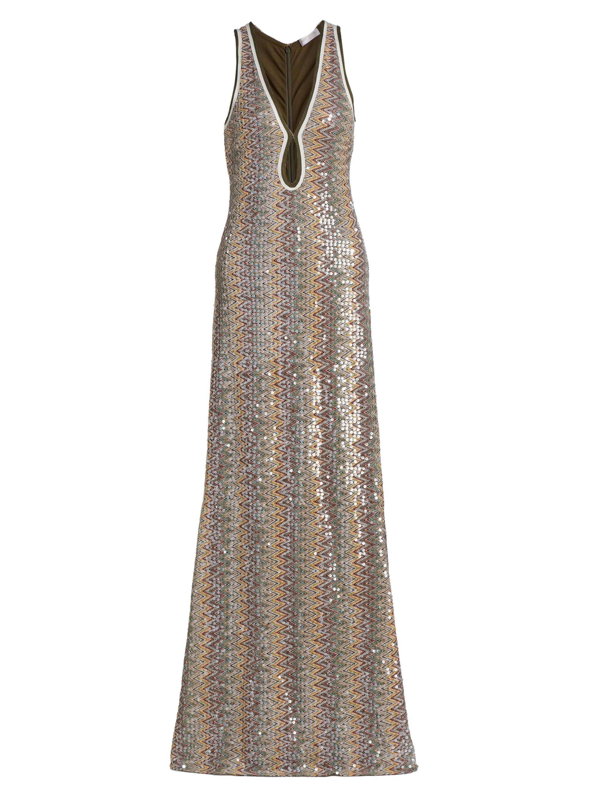 Ramy Brook Lilia Sequin Chevron Knit Maxi Dress | Saks Fifth Avenue