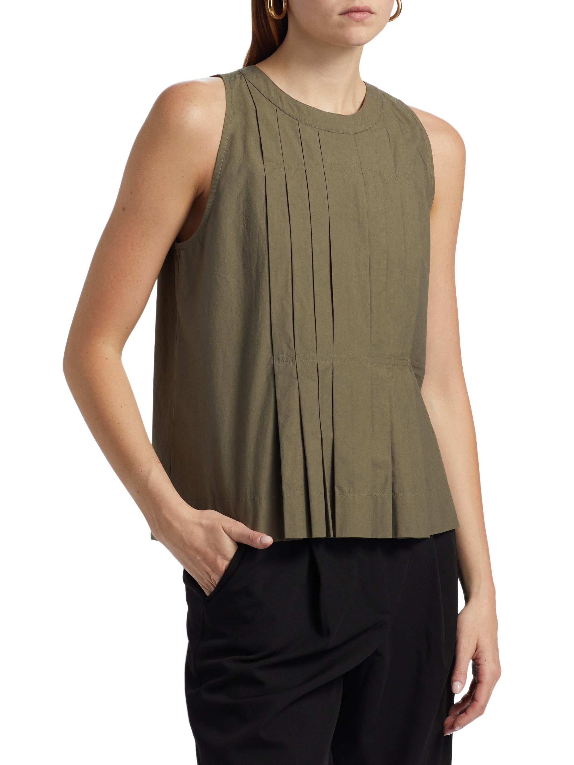 Ramy Brook Natalia Pleated Cotton Sleeveless Top Saks Fifth Avenue