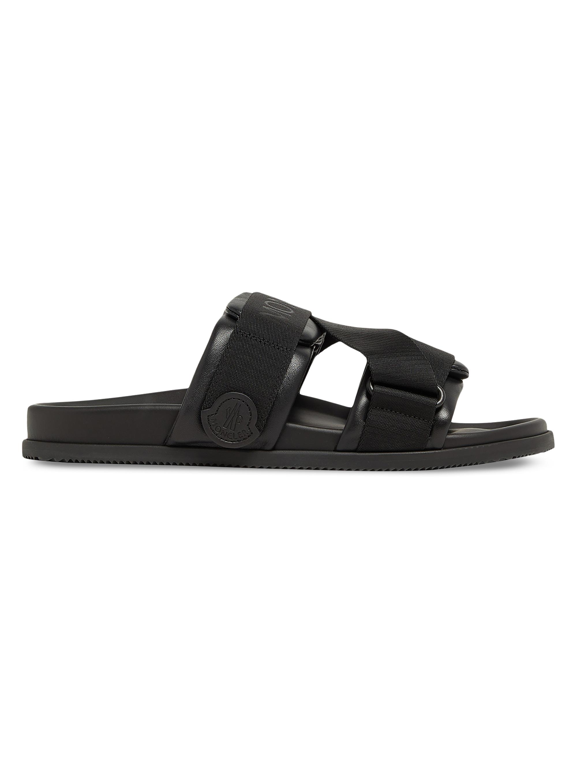 Moncler Men's Mon Summer Slides in Nappa Leather - Black