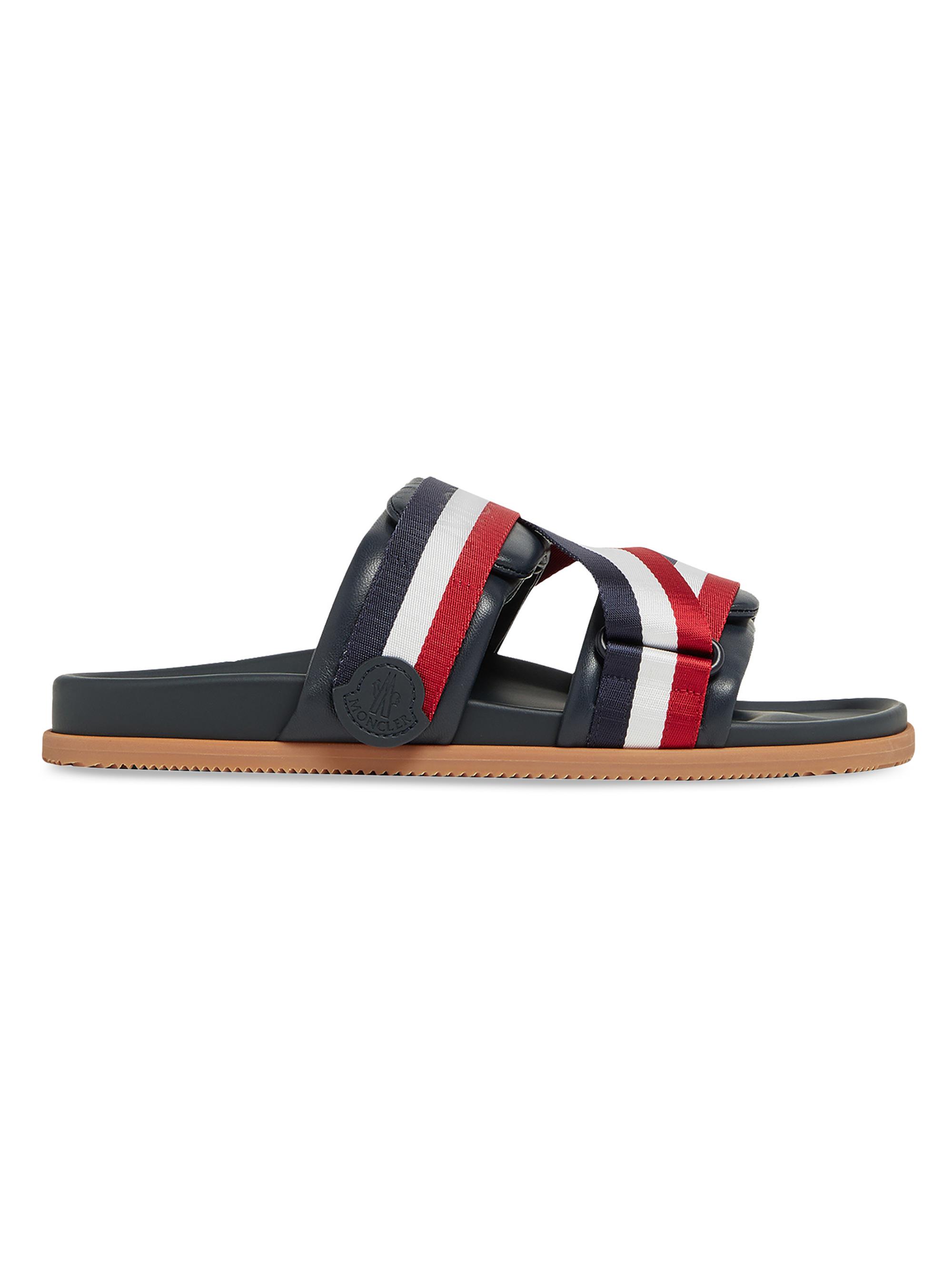 Moncler Men's Mon Summer Slides in Nappa Leather - Navy Blue