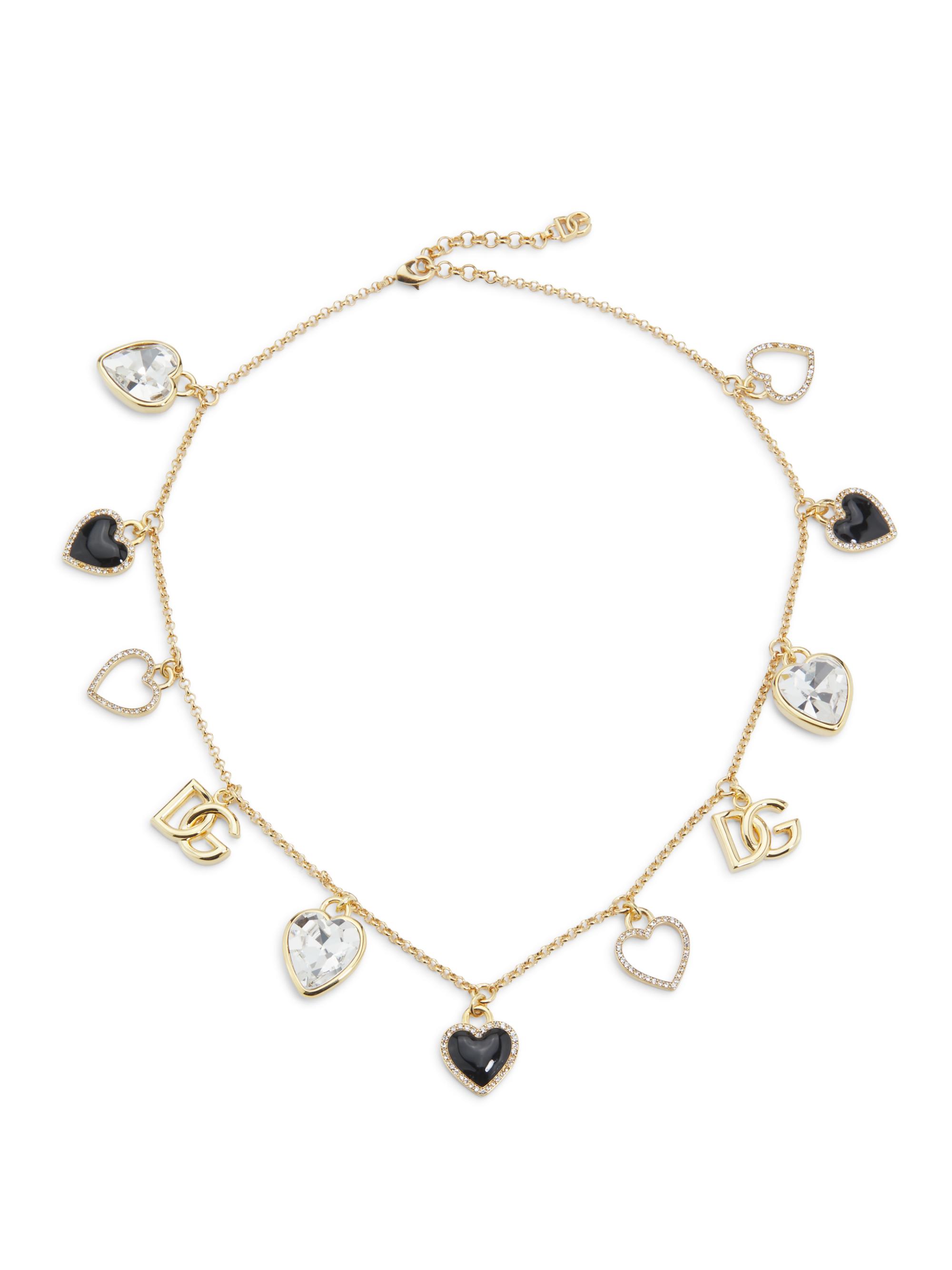 Dolce & Gabbana Women's Goldtone & Crystal Logo Charm Necklace - Gold