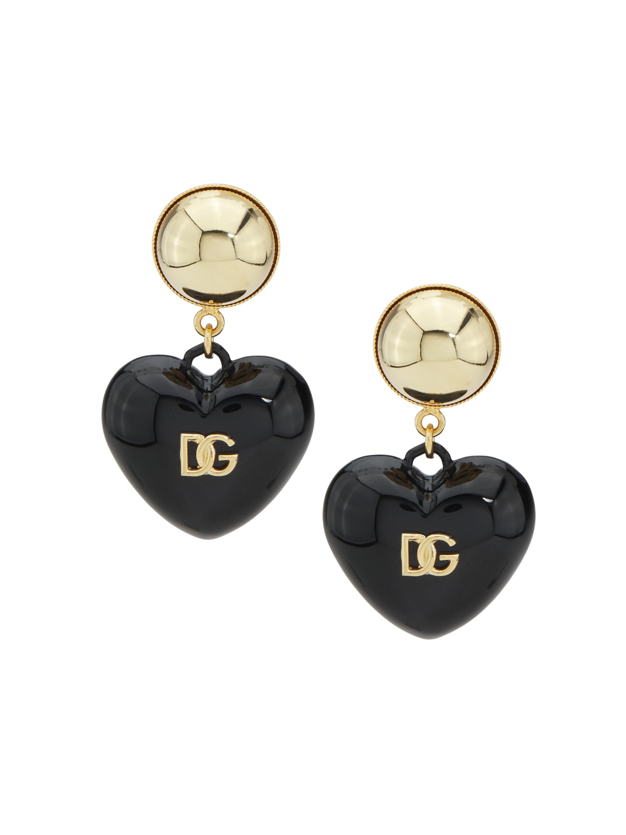 Dolce & Gabbana Women's Goldtone Logo Heart Drop Earrings - Black Gold